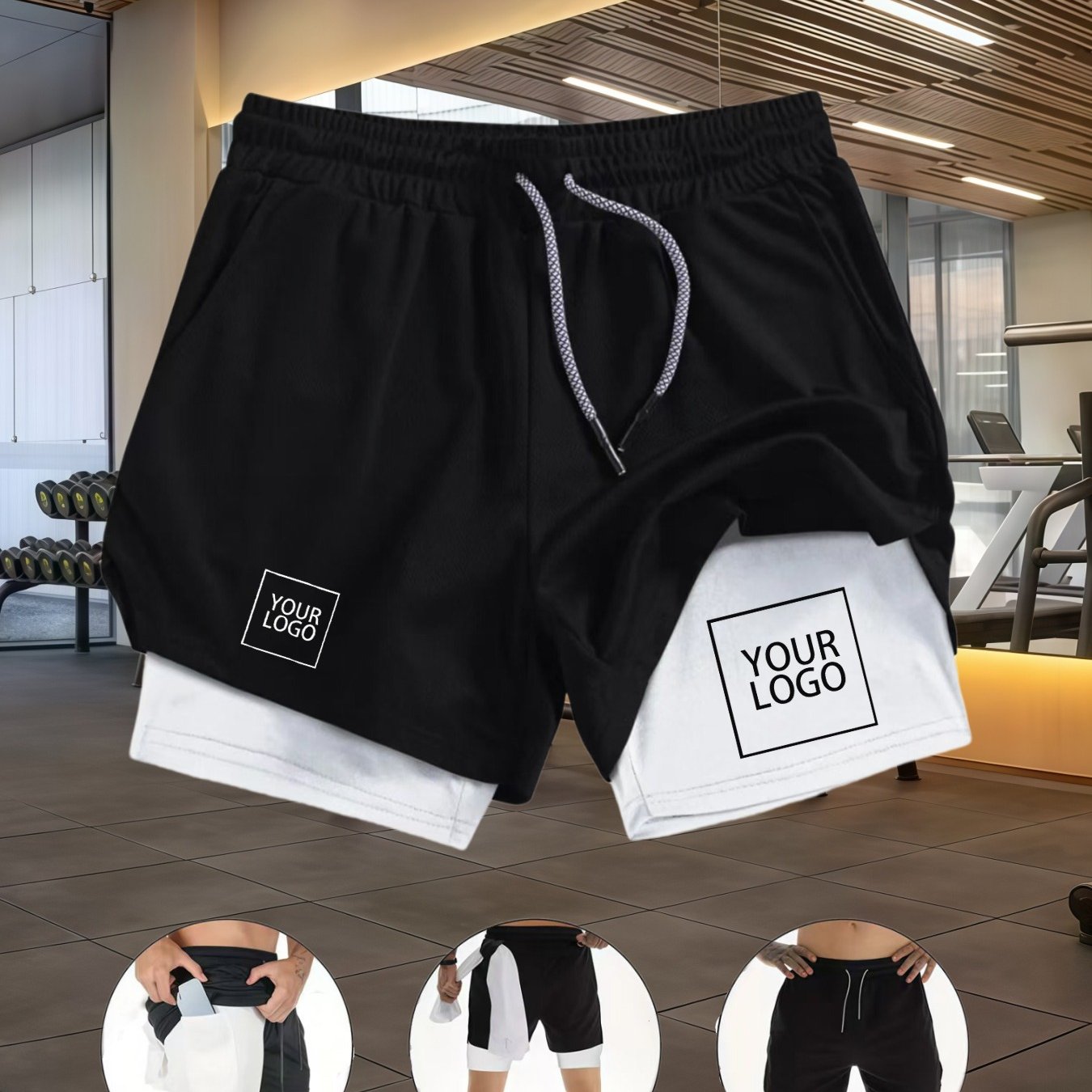 TEMU Customizable Men's Quick-dry Shorts With Self- Pattern, Quick-drying, Athletic, Breathable, Suitable For Outdoor Sports, Jogging, Training,