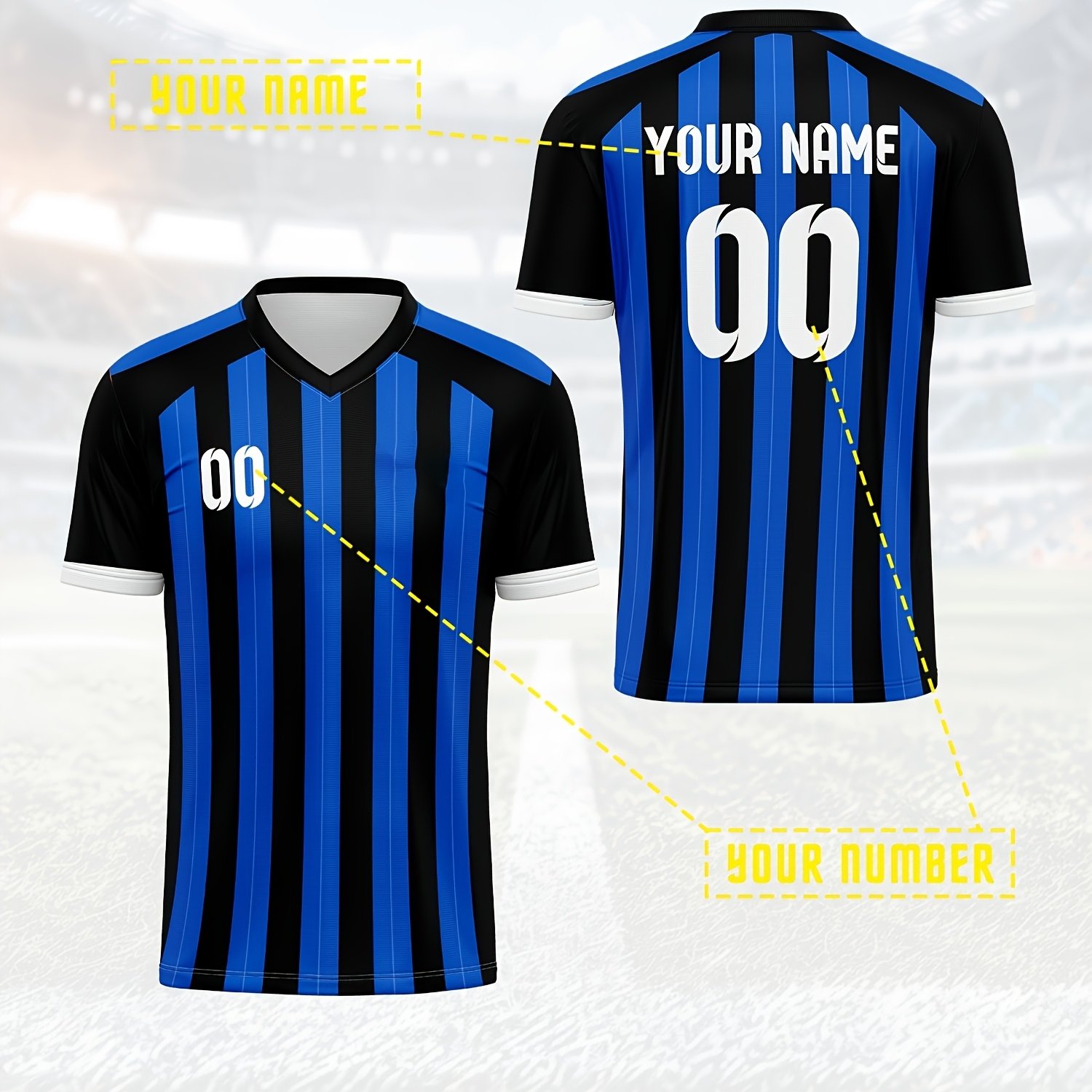 TEMU e Numero Personalizzati, Maglia da Calcio con Scollo a V, Abbigliamento Sportivo, Personalizzata per Feste, Estate, Casual