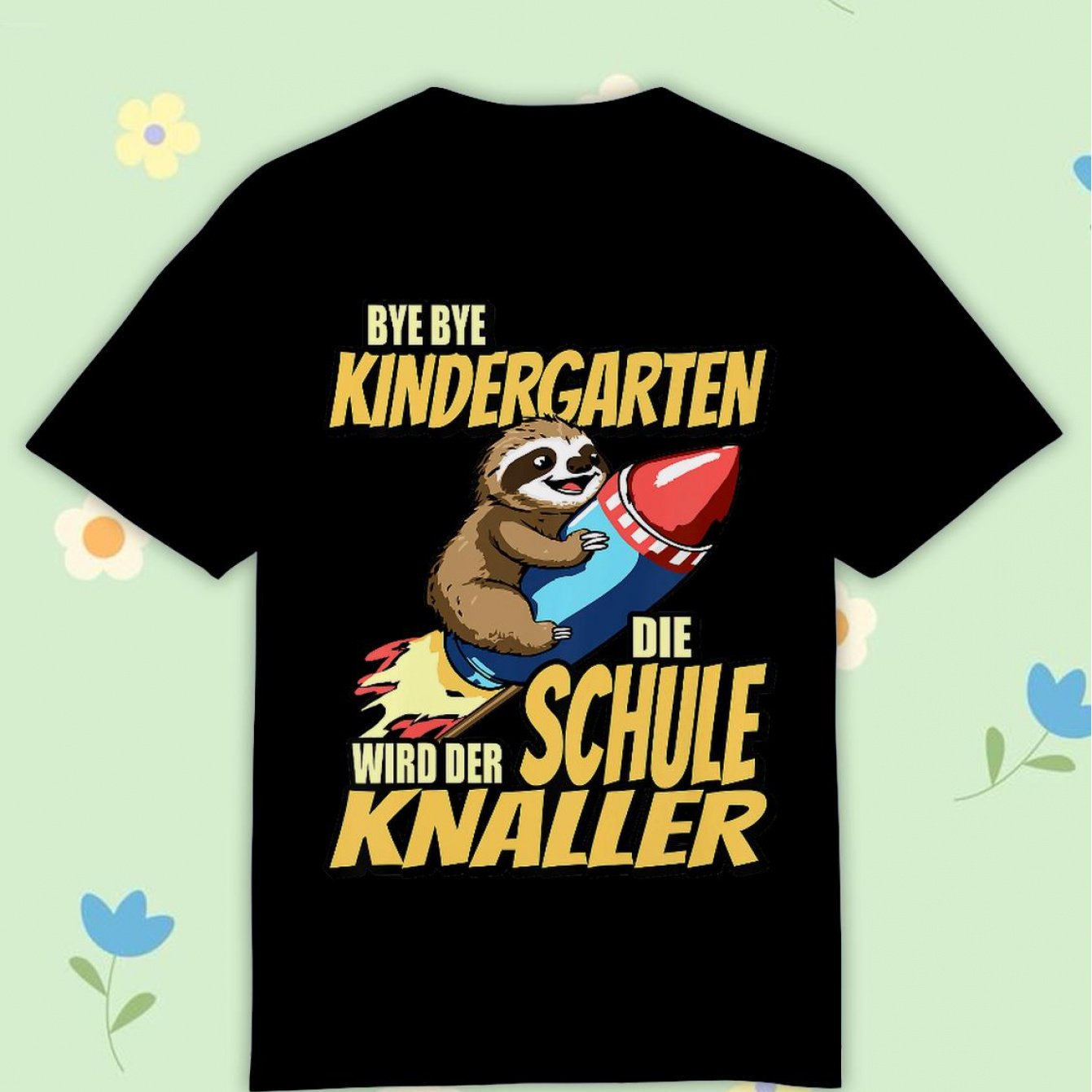 Image of Children' Bye Kindergarten- Die Schule Wird Der Knaller T-shirt, Black Comfortable Casual Crew Neck Tee For Boys And Girls T Shirt, 200g