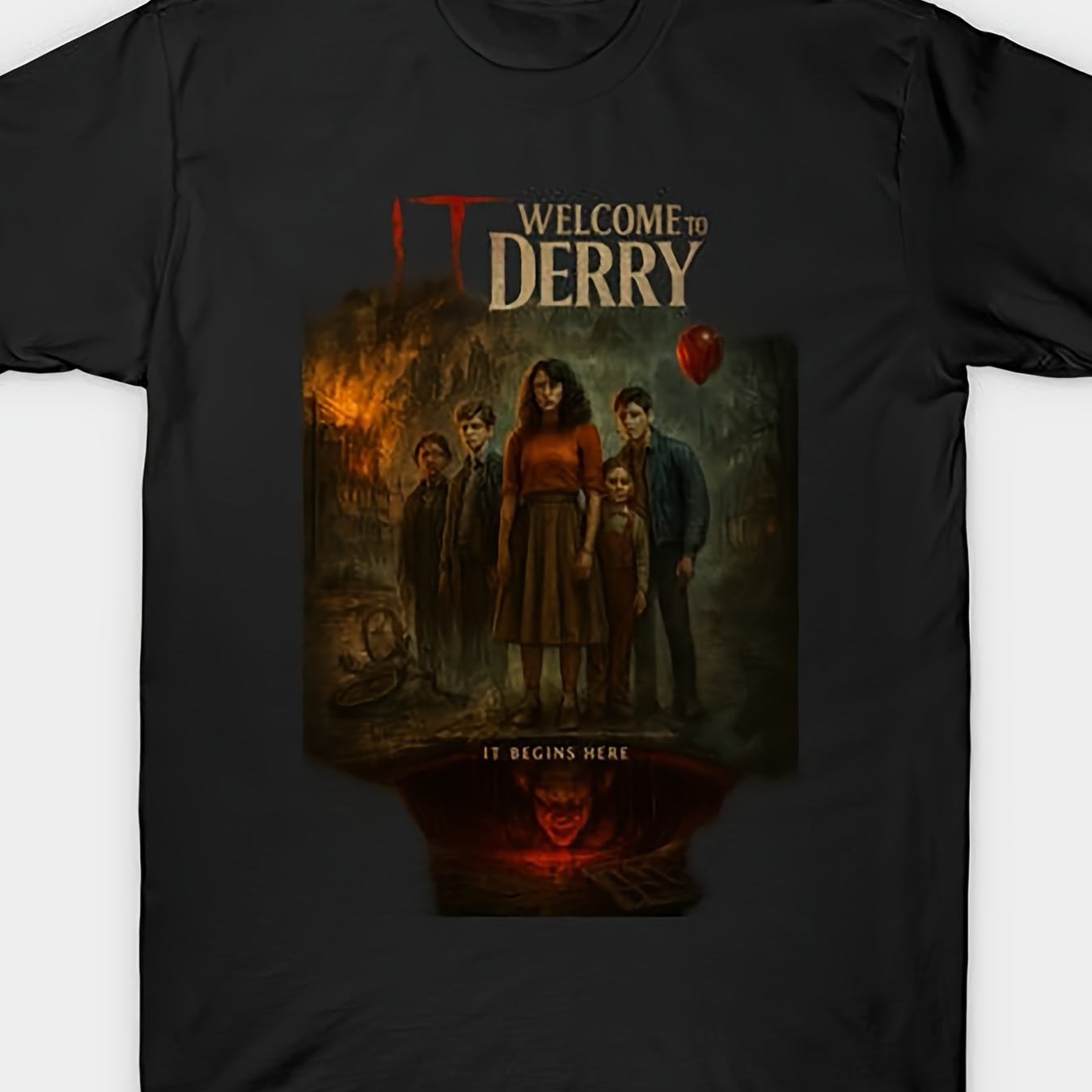 It Welcome To Derry T-shirt Men's Black Full Roundneck Xl 2xl 3xl