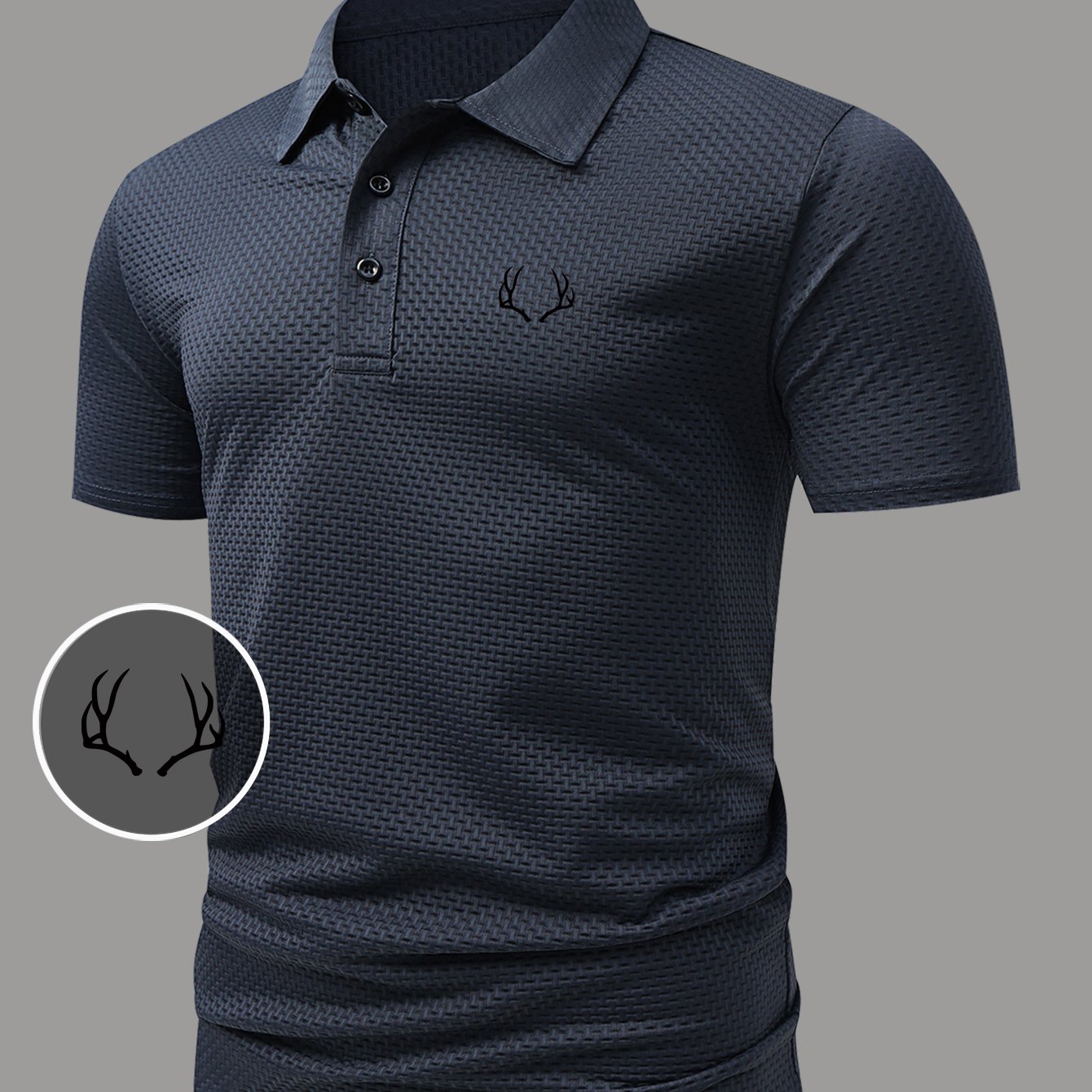 TEMU Xiaji Men's Fashion Casual Short-sleeve Shirt, Versatile Style, Comfortable For Outdoor Equestrian And Golf Activities. Solid Color Casual Shirt