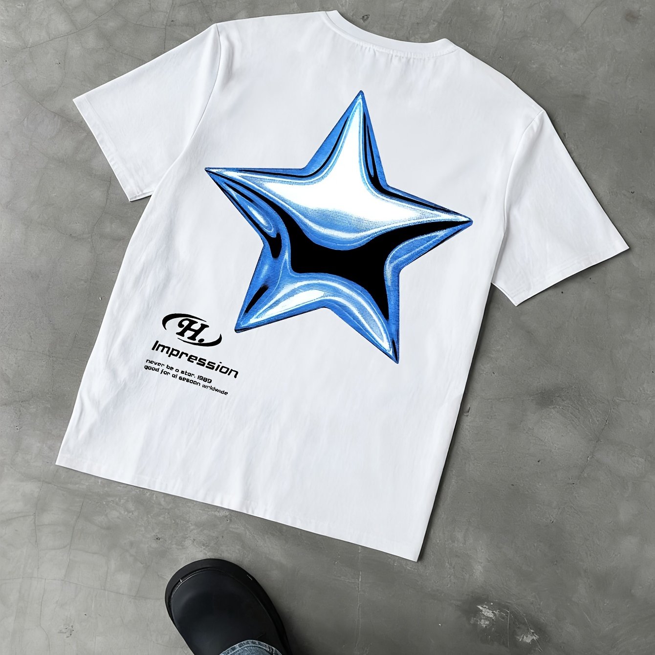 TEMU Pattern Print Men's T-shirt, Street Style, Suitable For Daily Wear
