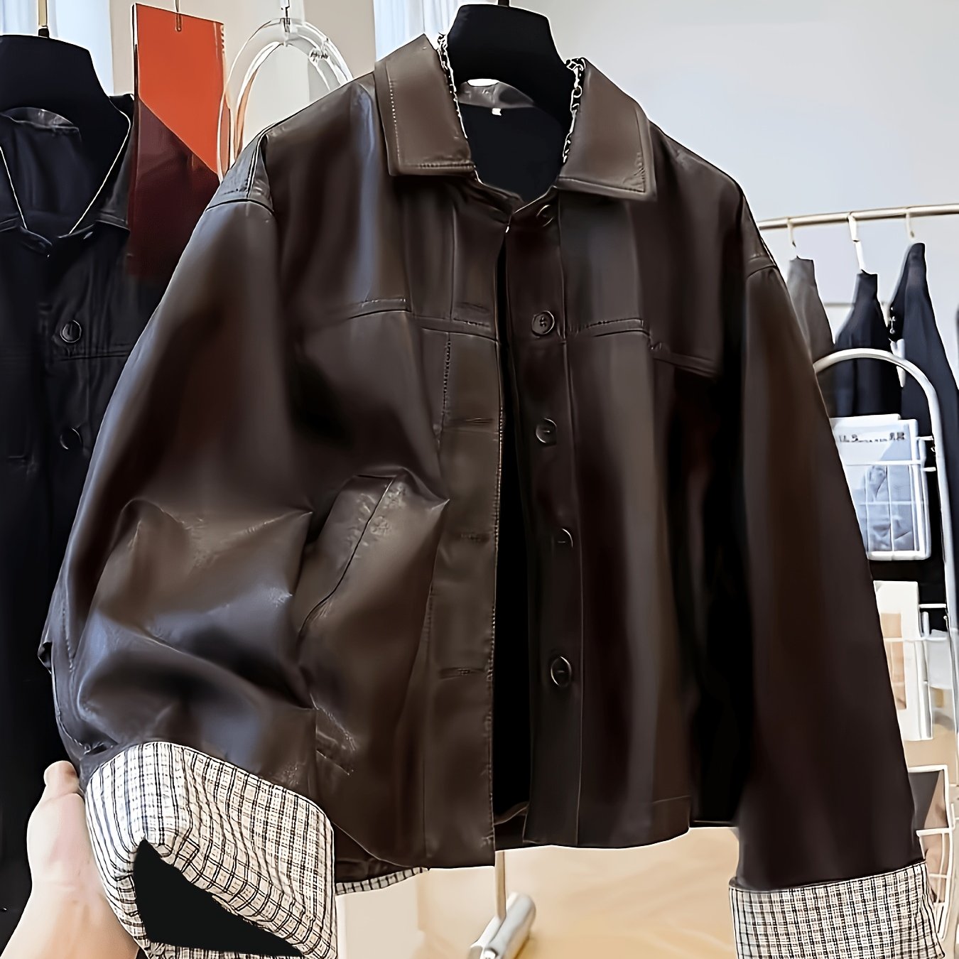 TEMU Color-block Sleeve Statement Jacket. Biker Riding Windproof Coat "gaven"