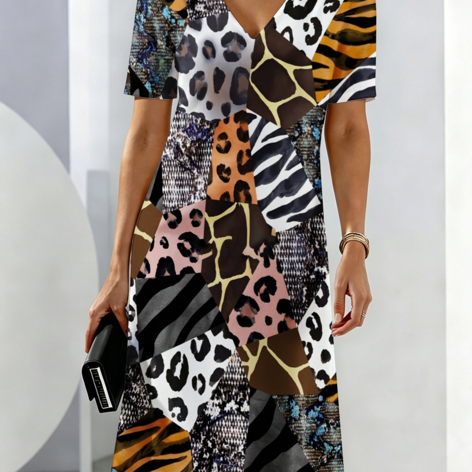 Women's Summer Dresses Leopard Zebra Tiger Snake Print Breathable And Comfortable Summer Wear Plus-size Friendly Deep V-neck Cool And Breathable