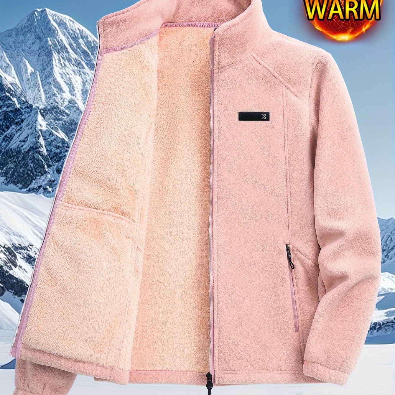 TEMU Lined Women's Jacket, Thickened Collar Outerwear With Lining To For Cozy Winter Days