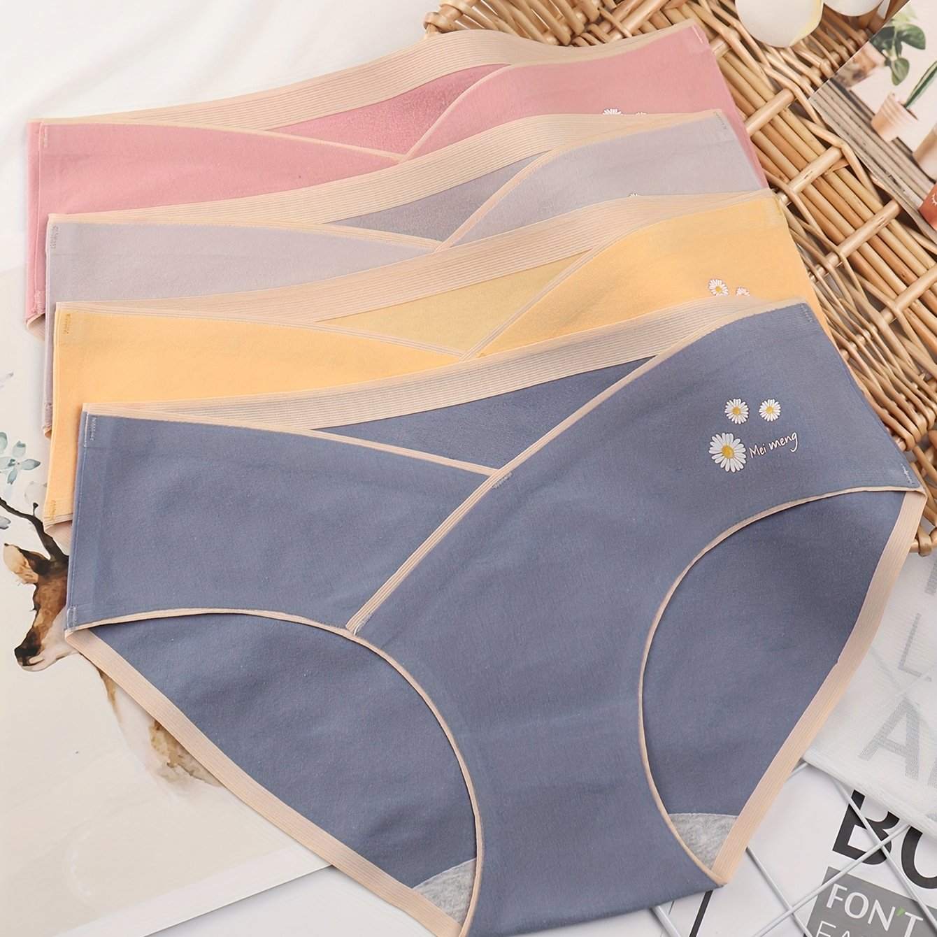 5pcs Low-waist Maternity Briefs - Elegant High Support Pregnancy Panties For All And Postpartum