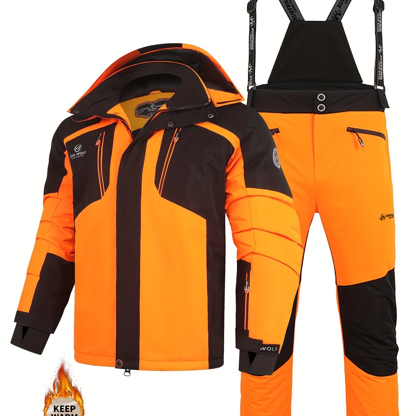 Image of 2025 New Autumn-winter Men's Warm Suit Set, Casual Outdoor Pants With Removable Adjustable Back Strap Style, And Versatile