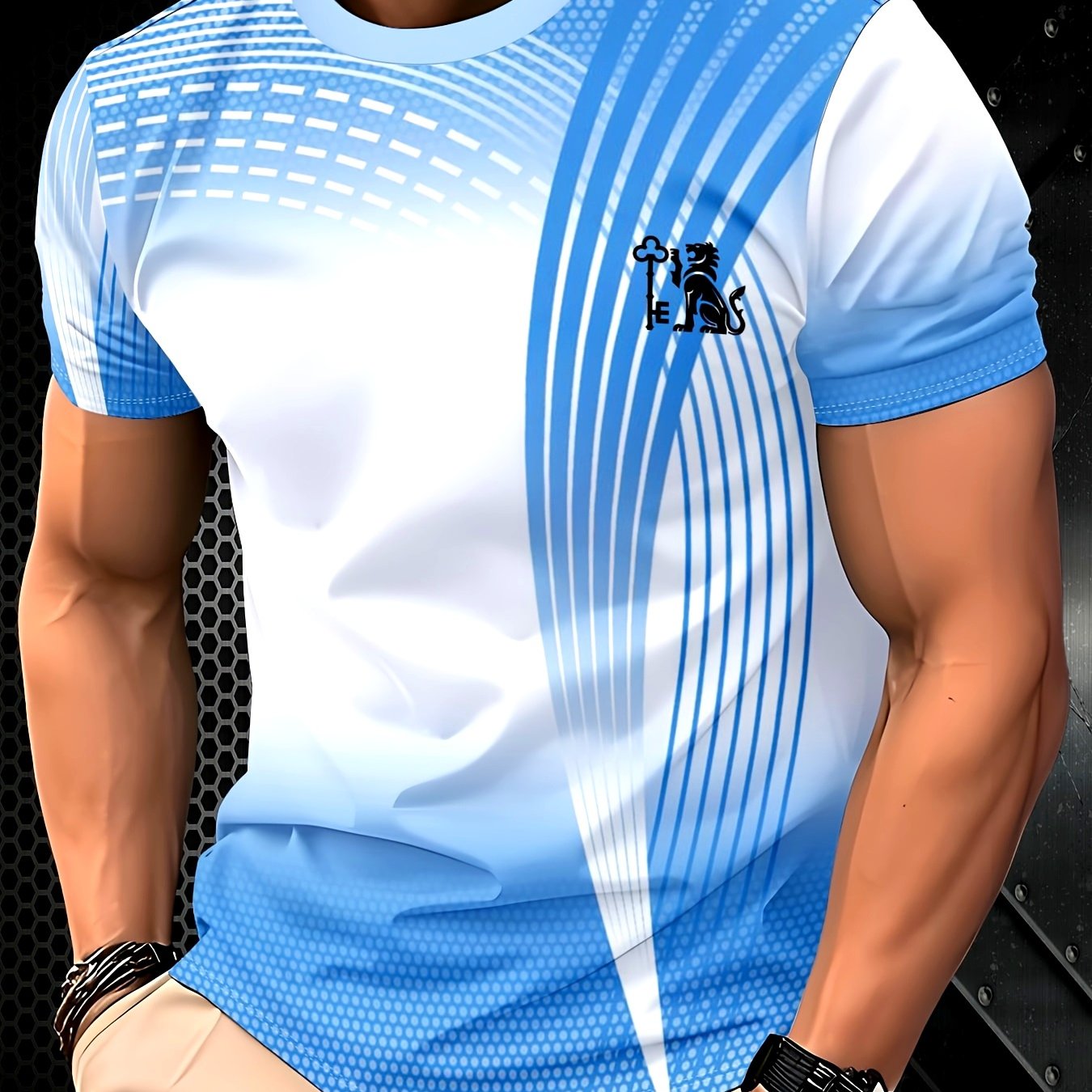 TEMU High-quality Polyester Cooling Men's T-shirt - Lightweight, Breathable, And Moisture-wicking Fabric For Daily And Outdoor Wear. Smooth,