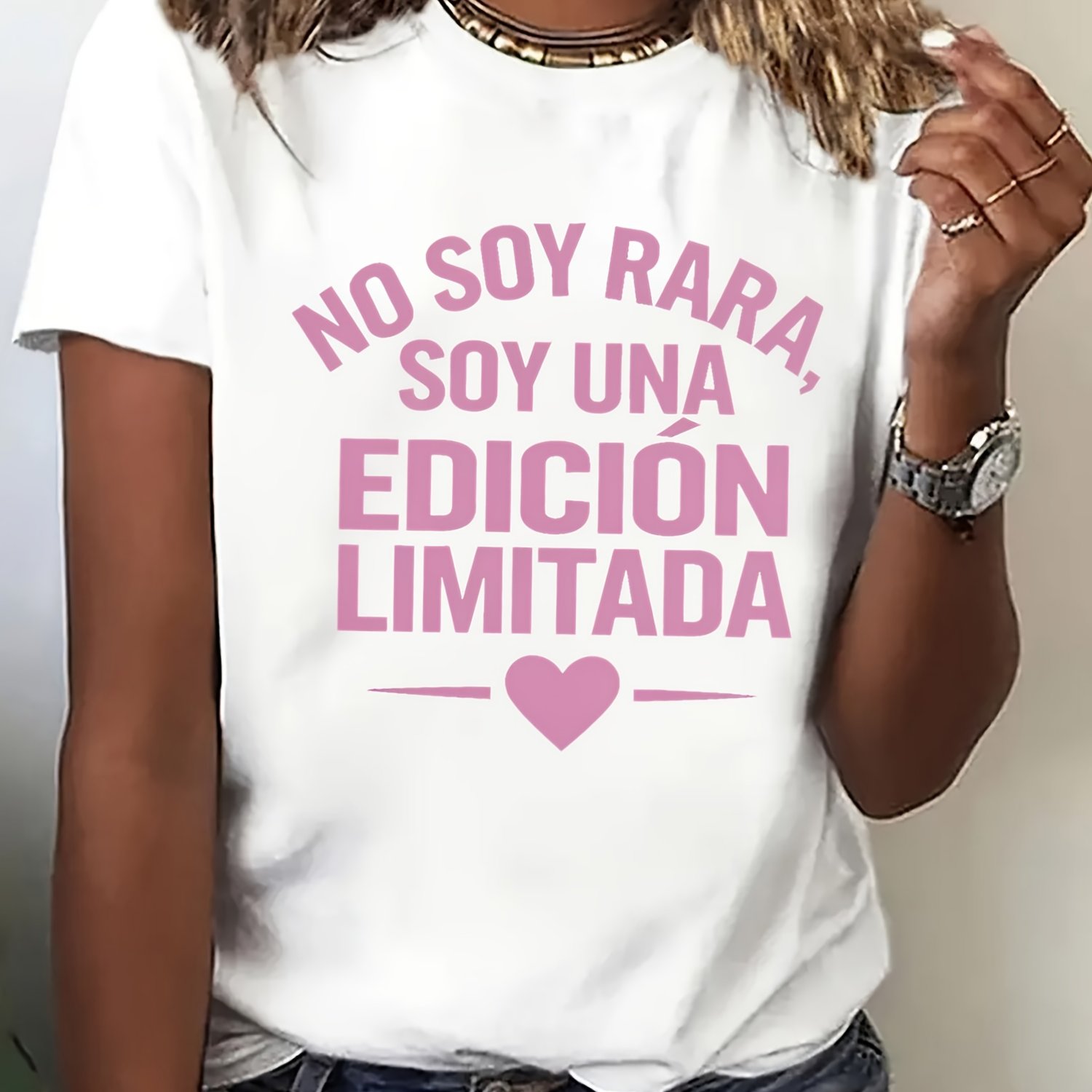 TEMU Camiseta de manga corta con estampado elegante retro Y2K de moda - un diseño único de edición , que un top casual holgado y con cuello , de tela