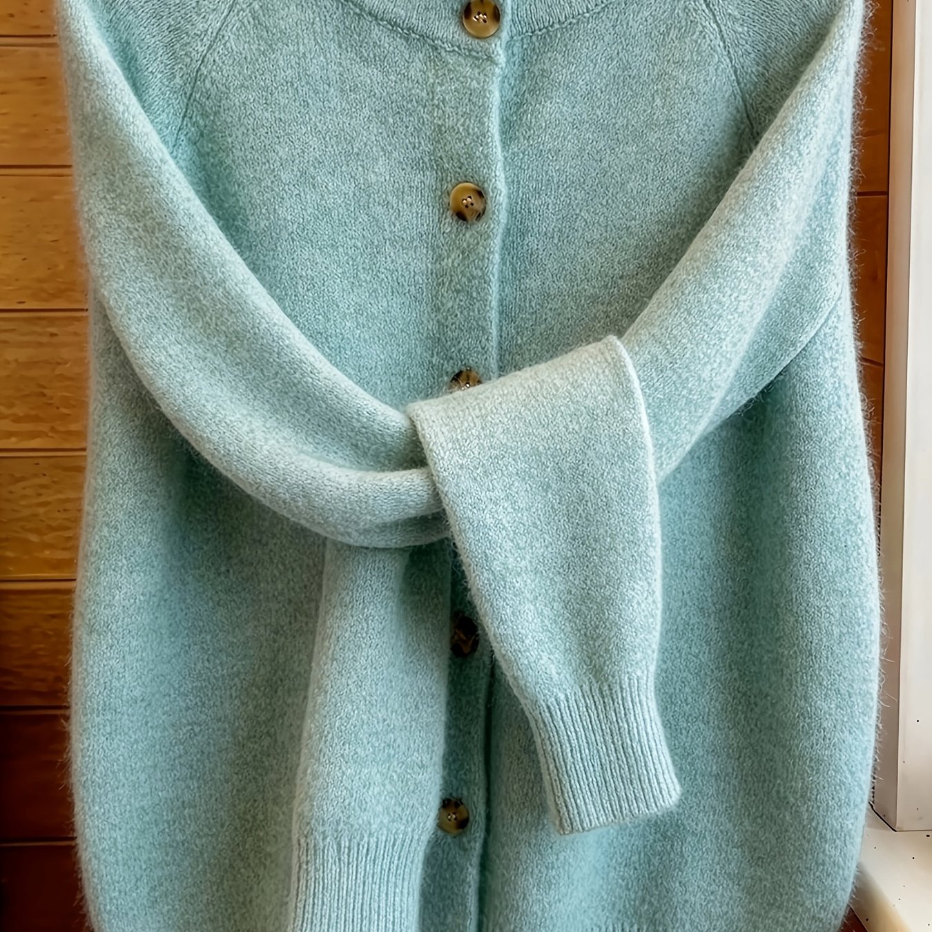 TEMU French Retro Button Scalloped Front Sweater Cardigan, Autumn Winter Loose Casual Thick Soft All-match Cardigan Jacket, Fashionable Temperament