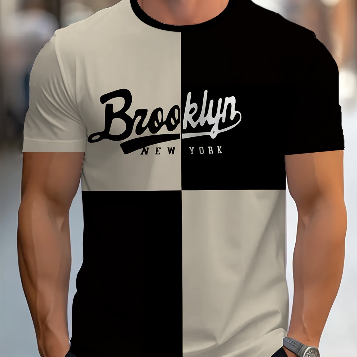 TEMU Men's T-shirt Trend Print Pattern, Street Cool Short Sleeve