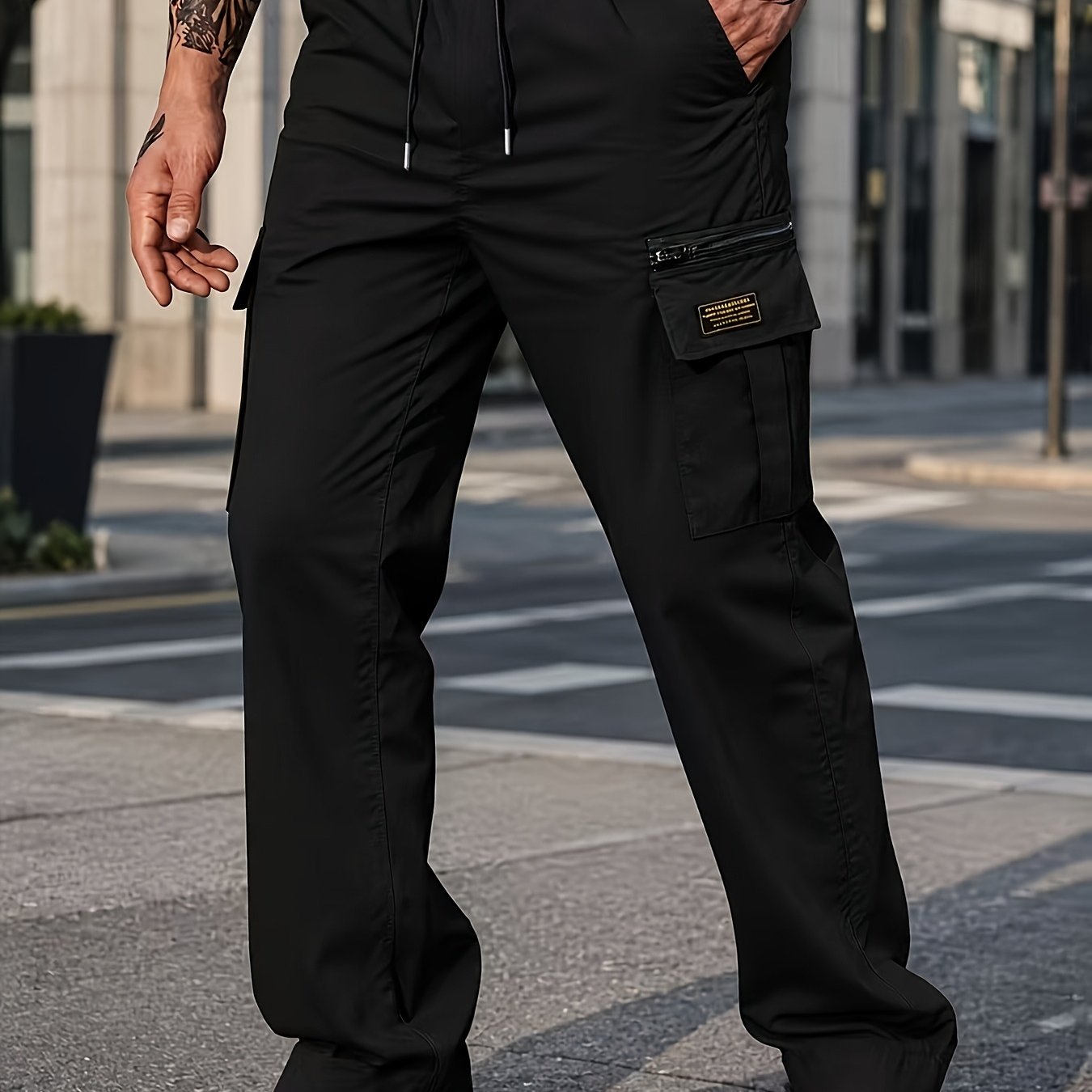 TEMU Men's Casual Sportswear Work Trousers Made Of Comfortable Fabric, Ideal For Leisure , Commuting, And Outdoor Activities. Featuring