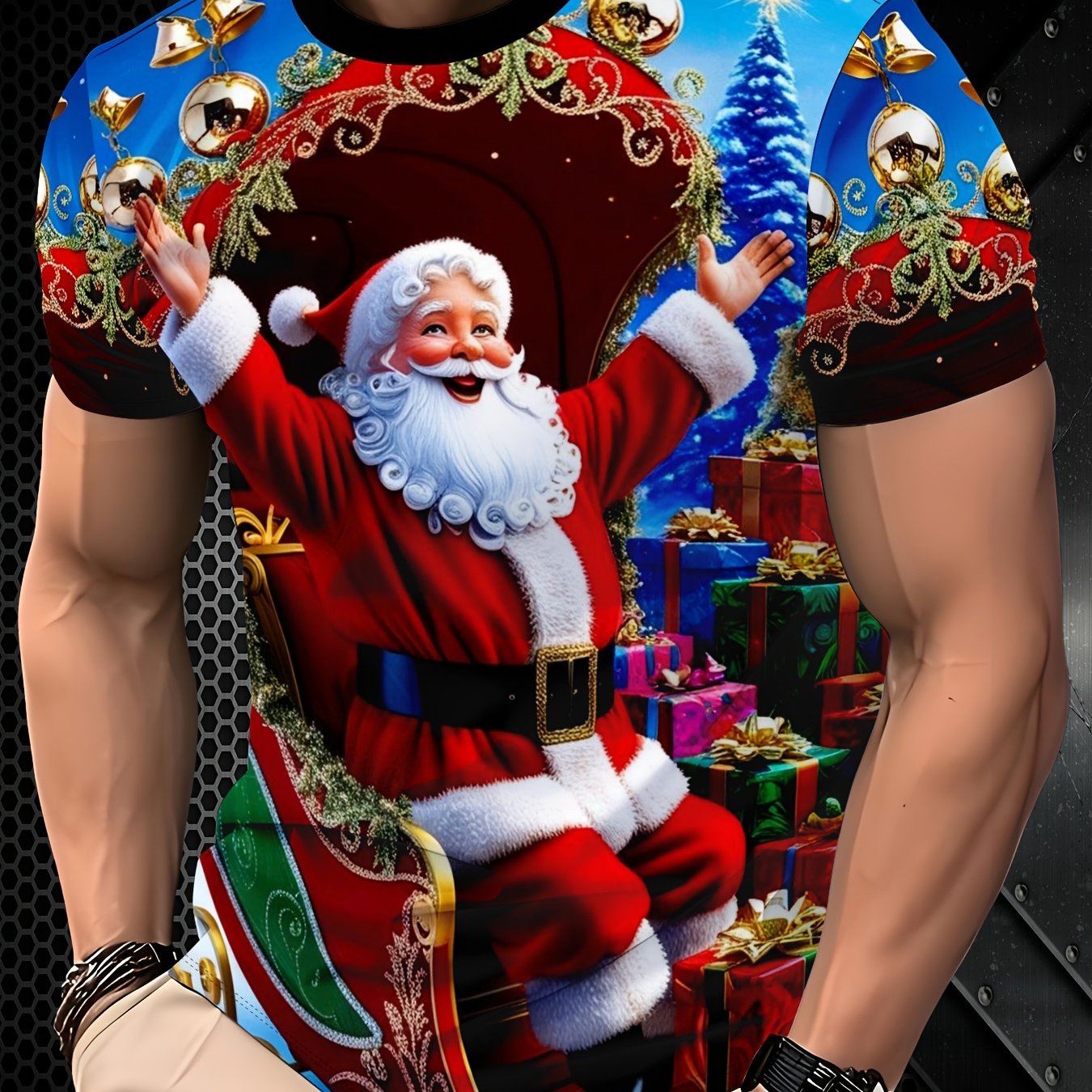 TEMU Men's Fashion Trend Printed Casual Short-sleeve T-shirt - Comfortable And Durable Polyester Fiber Fabric, Suitable For Daily Wear And Vacations,
