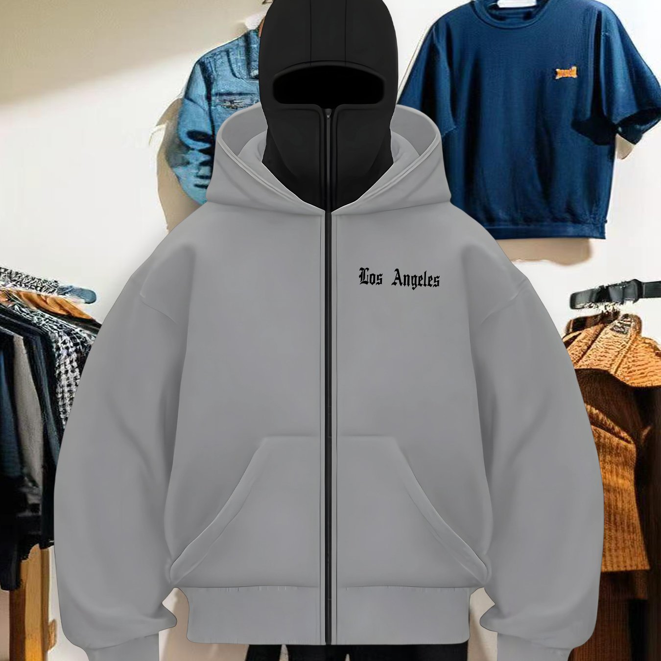 TEMU Men's Fashion Casual Sporty Trendy Outdoor Hooded Zip-up Jacket, High-quality Warm Sweatshirt With Trendy Print Design, Christmas Gift And