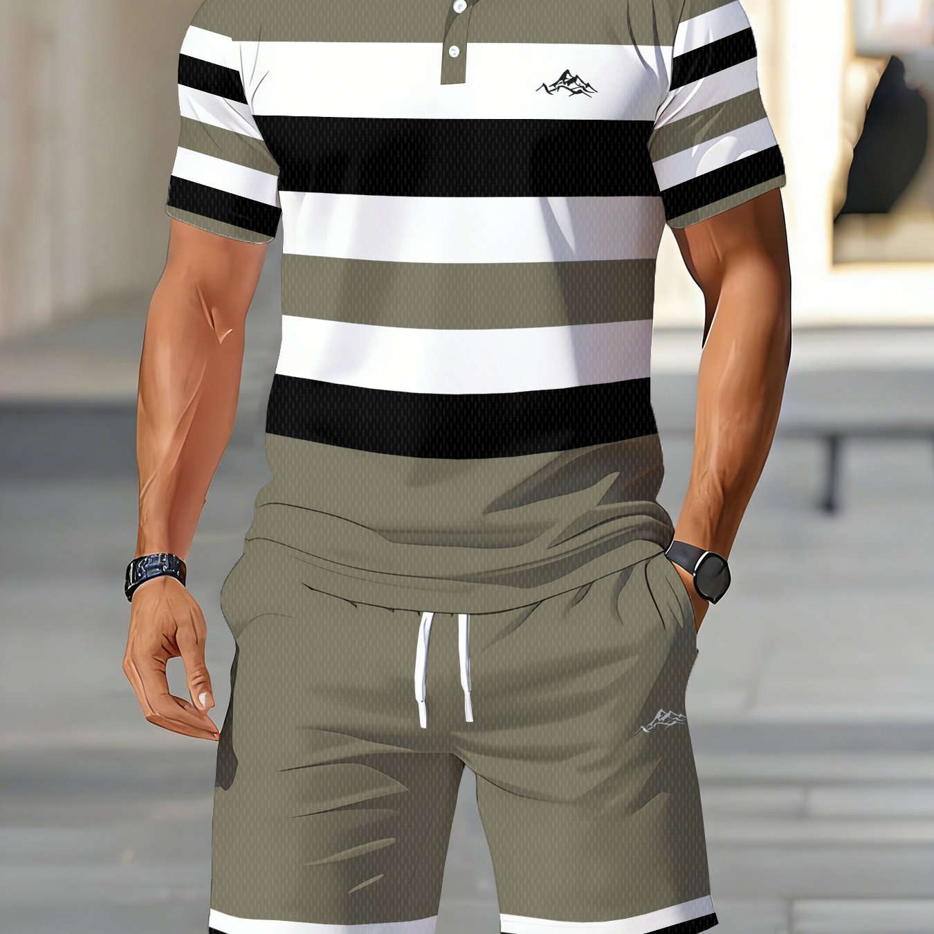 TEMU Shirt Short Sleeve Top And Shorts 2pcs Set, Summer Casual Fashion Streetwear