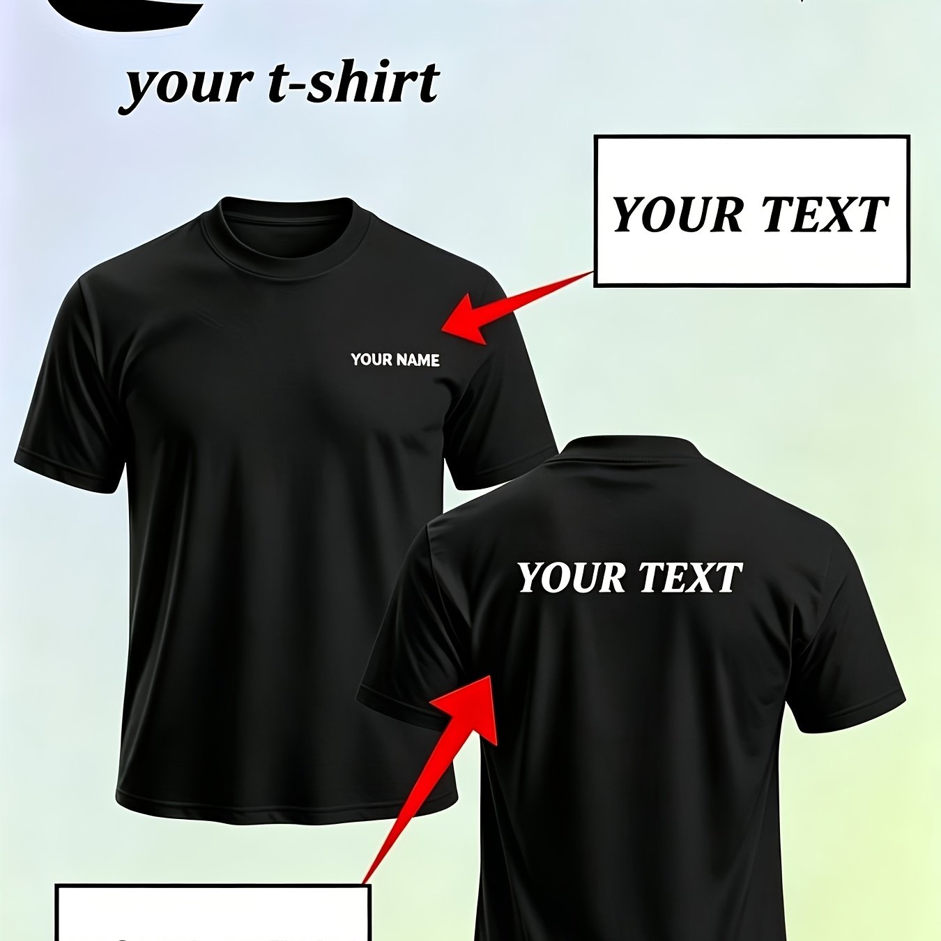 TEMU Men's Custom T-shirt, Picture Transfer Craft, Breathable, Comfortable T-shirt, Suitable For Event Organization, Corporate , Club Display