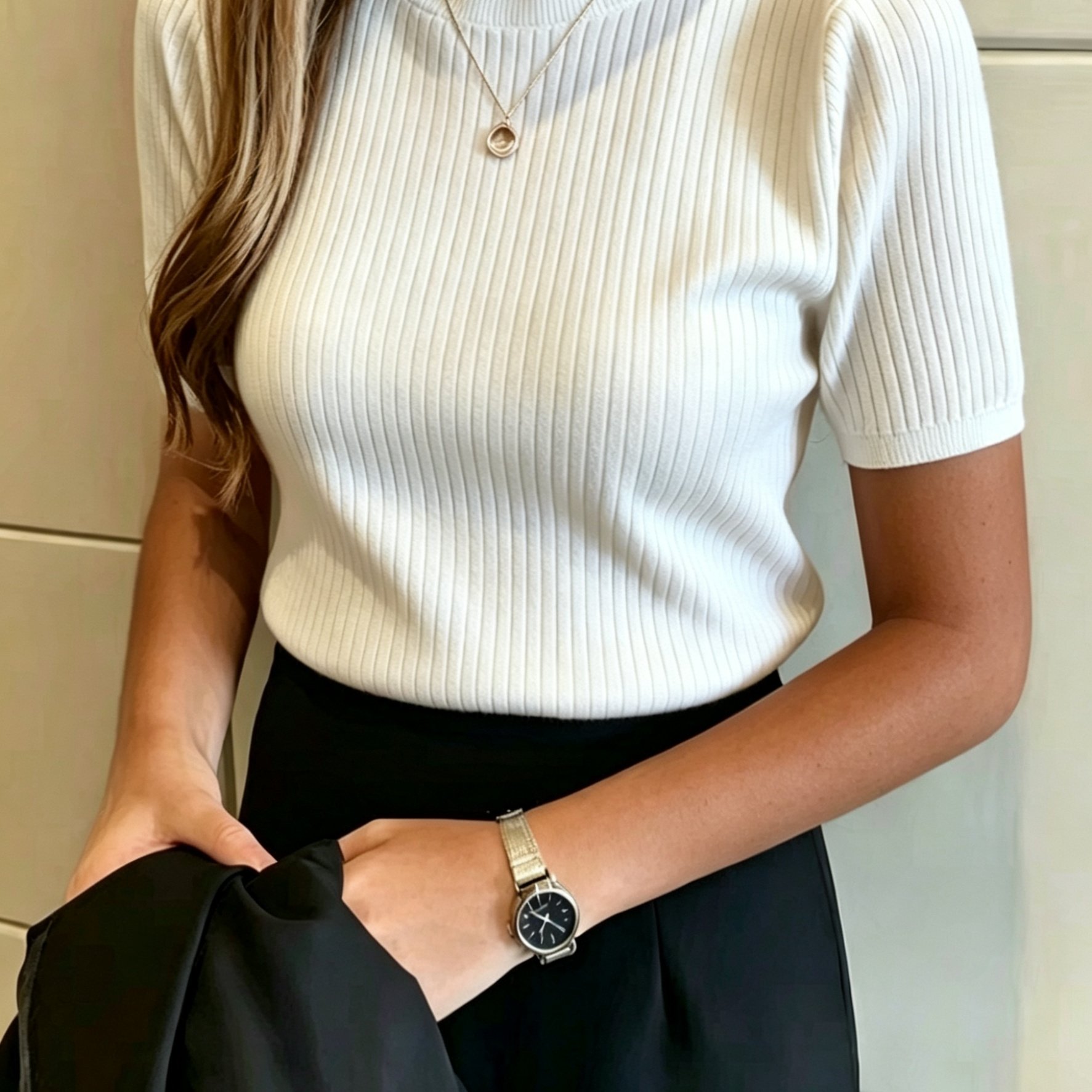 /summer Short-sleeve T-shirt For Women, Ins-style Round Neck Versatile Loose Layer Top With Regular Shoulder Seam