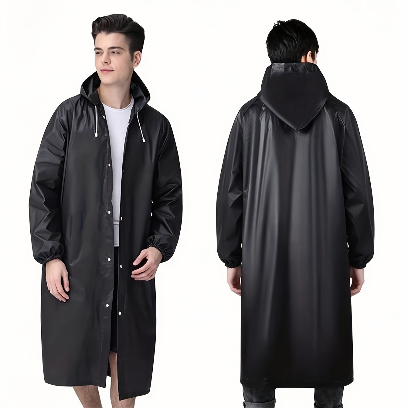 TEMU 1pc Impermeable con Capucha Gruesa a Prueba de Viento y Cobertura Total, Gorro con Cremallera Ajustable, Chaqueta Cortavientos, Adecuado para