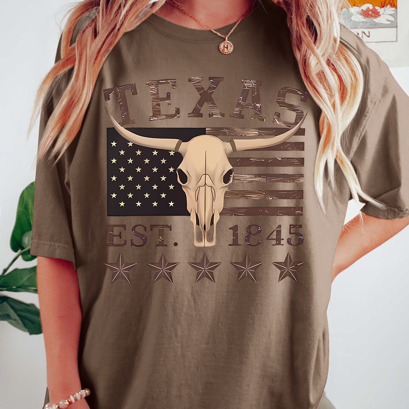 TEMU Women's Head Flag T-shirt - Vintage Western Style Oversized Plus Size Short Sleeve Top With Print, Round Neck Casual Daily Wear & Vacation