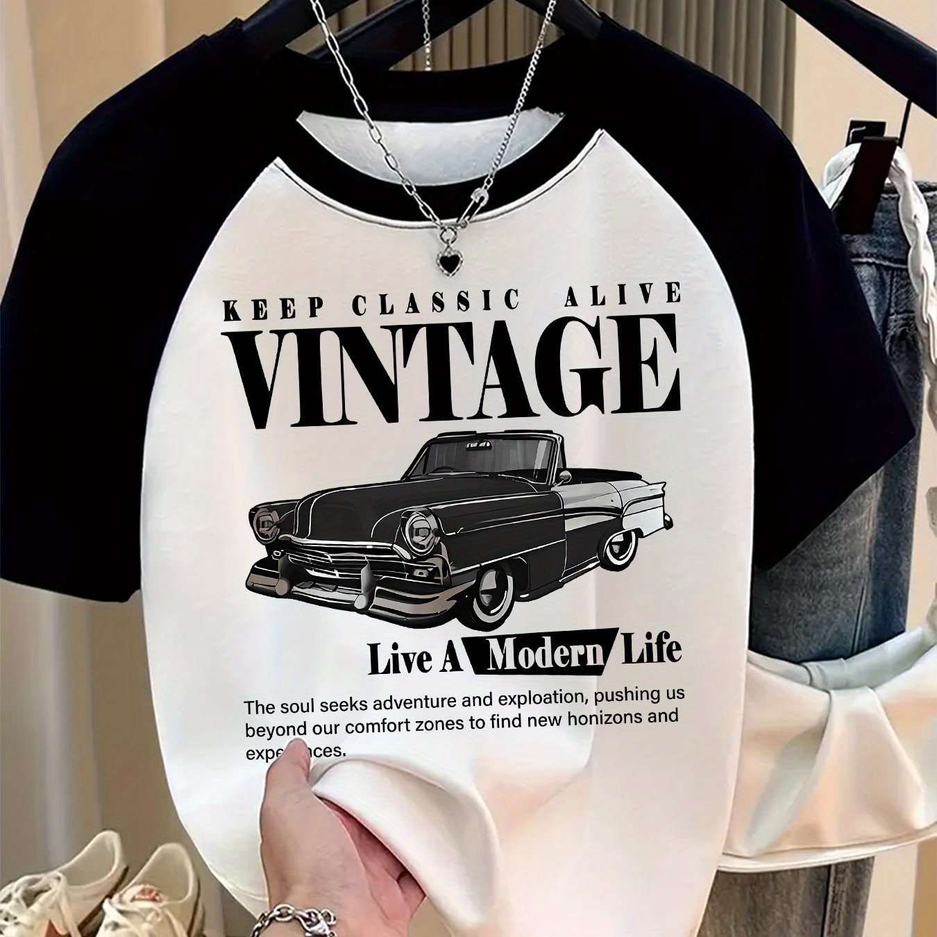 TEMU Graphic Print T-shirt, Short Sleeve Crew Neck Casual Top For Summer & Spring, Women's Clothing