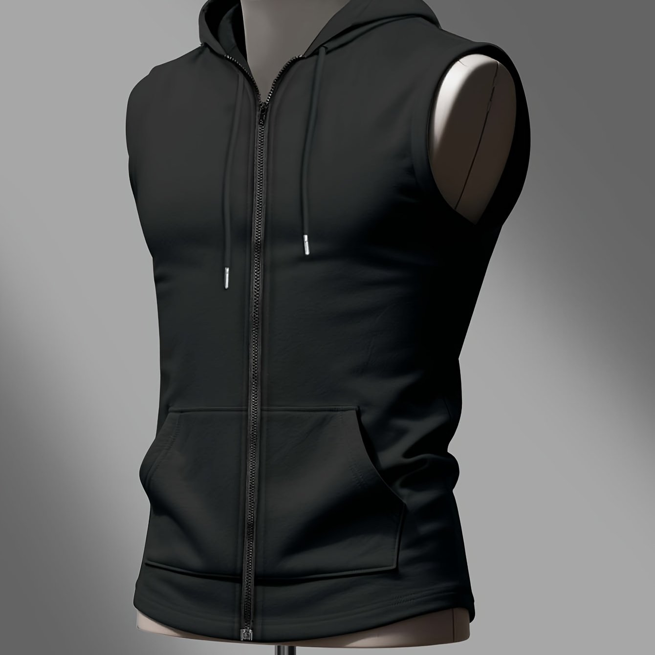 TEMU Chaleco con capucha y cremallera para hombre, estilo fitness, moderno y casual para uso diario al
