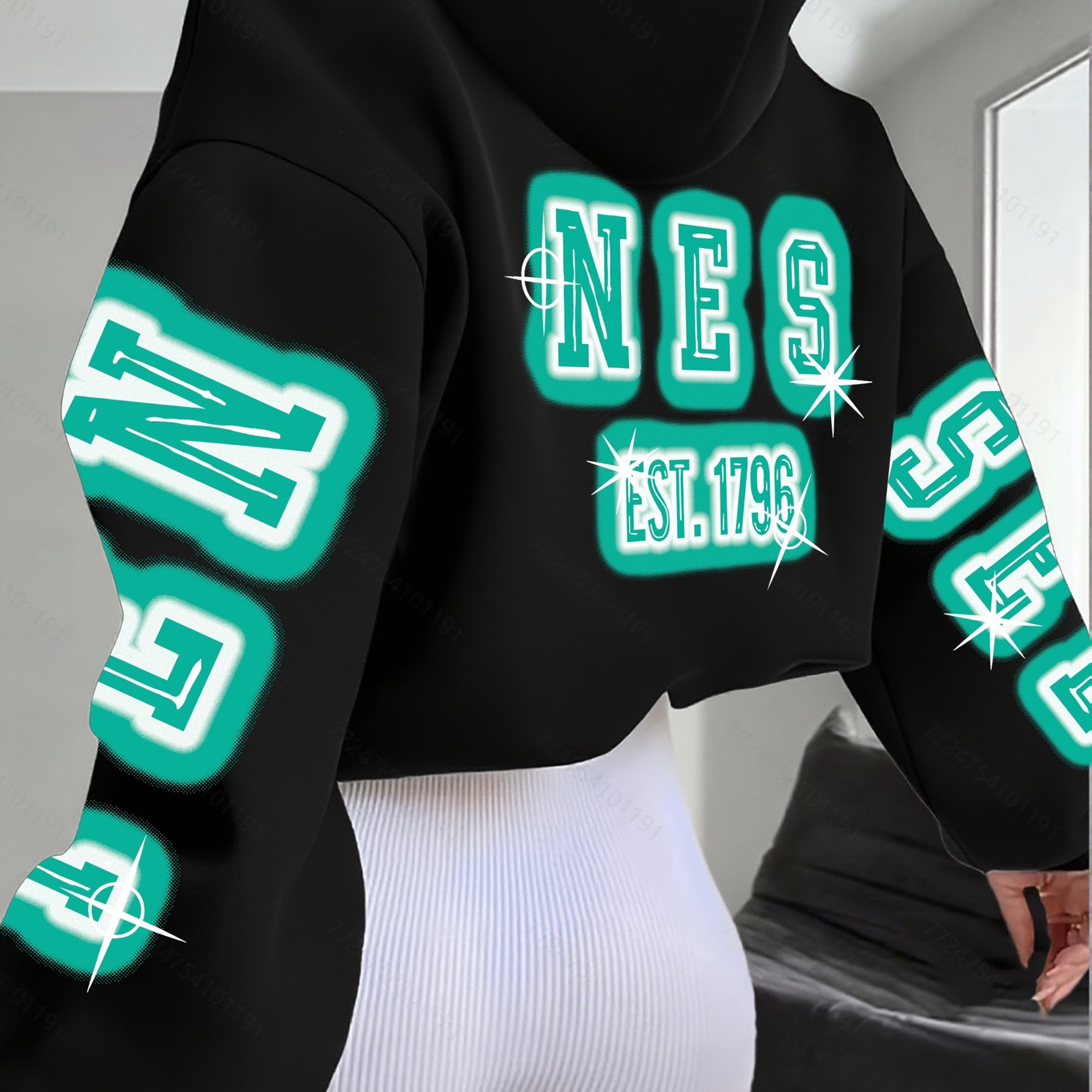 TEMU Women's Long-sleeve Hoodie Prints, Loose Fit, Suitable For , Machine Washable, Ideal For Daily Wear And Casual Outfits
