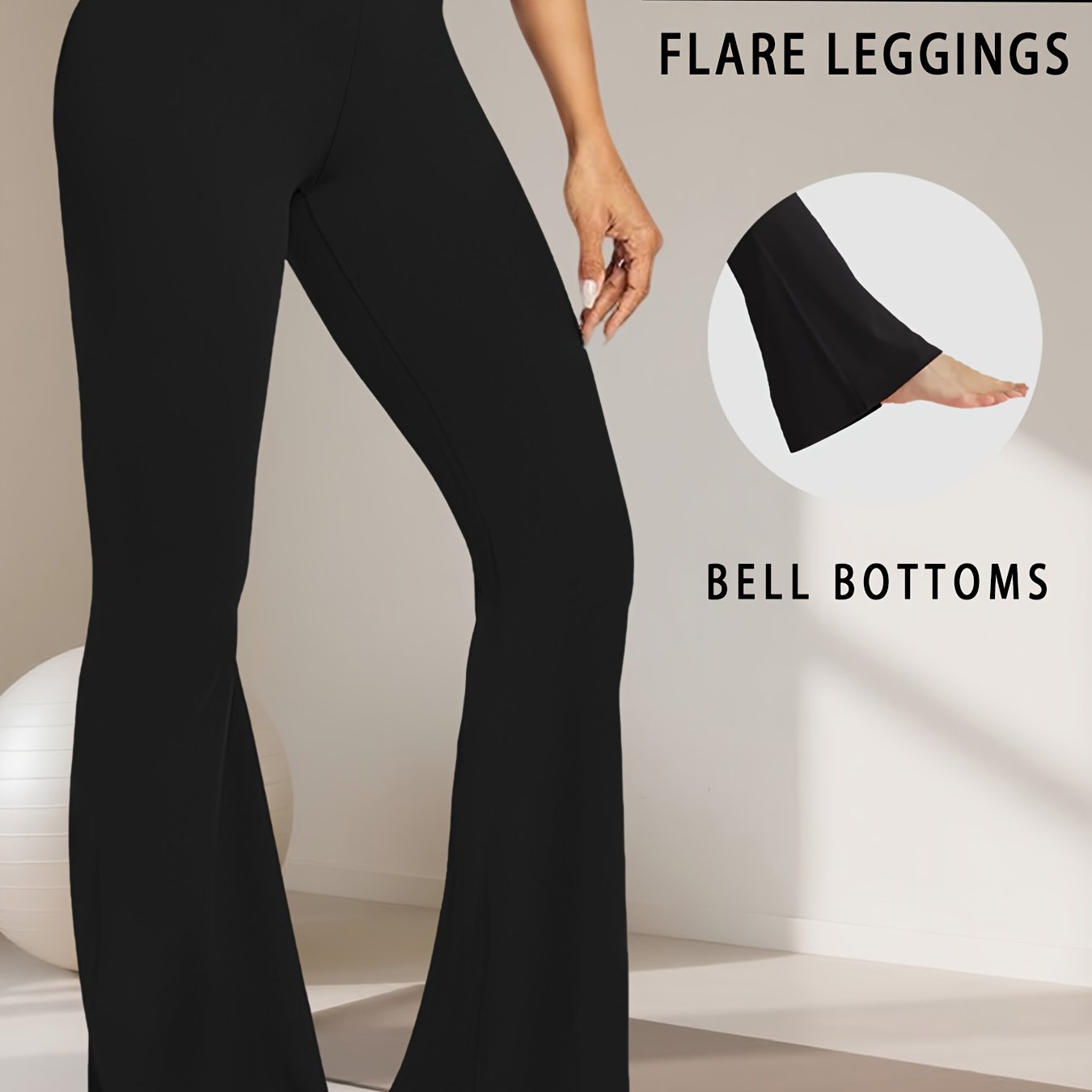 TEMU Plus Size Women' Soft High Waisted Flare Pants, Leggings Tummy Control Soft Bootleg Bell Bottoms