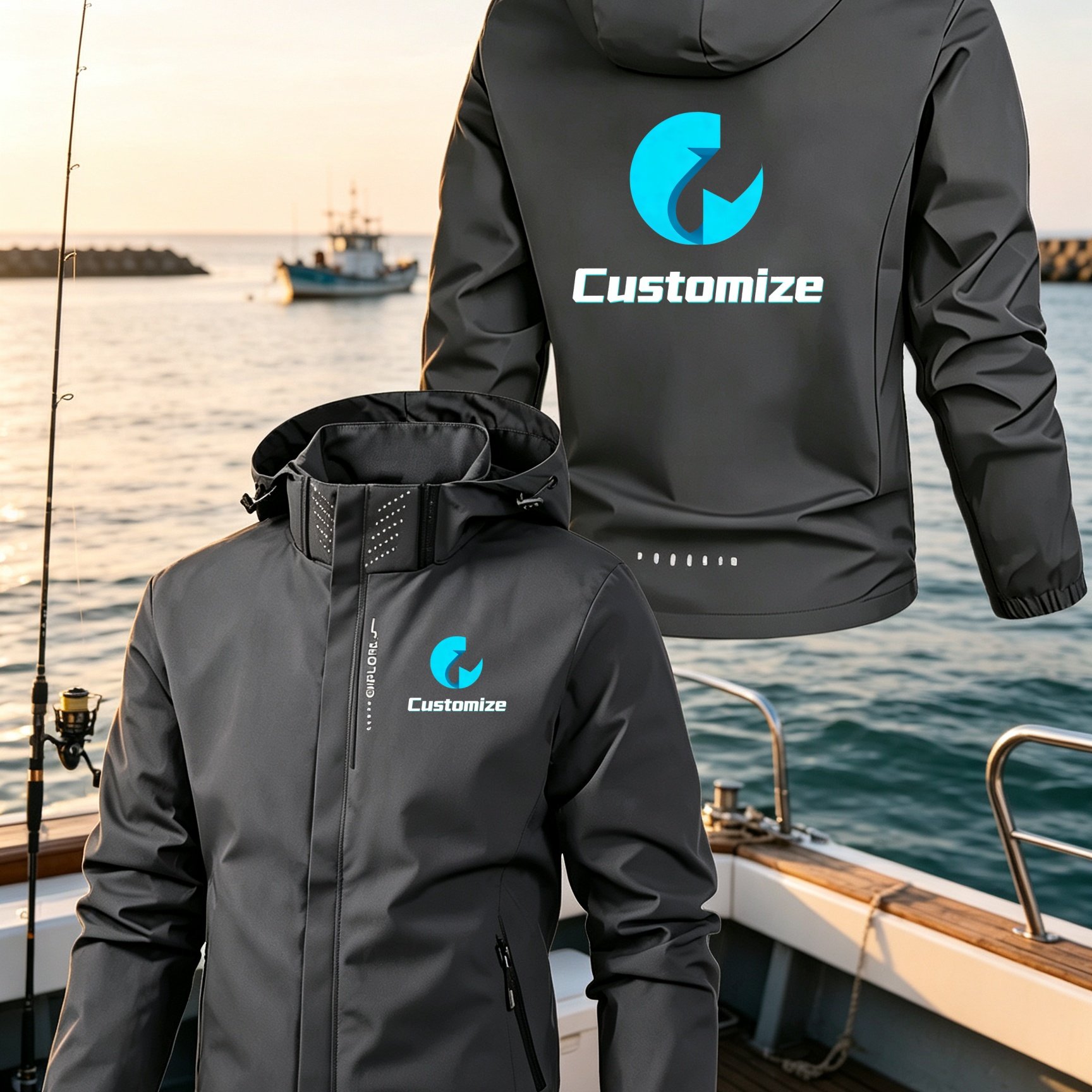 TEMU Premium Professional Custom Men's Hooded Jacket, Detachable Hood, Personalized Free Customization Of Logo/non-stretch Fabric, Suitable For Work,