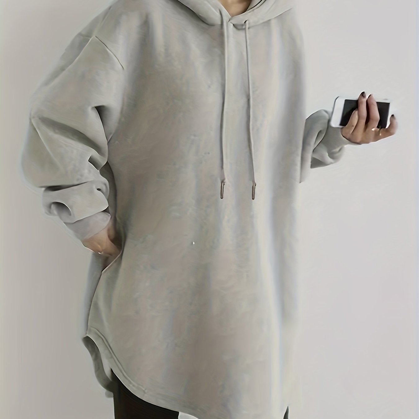 Plus Size, Women's Soft Hooded Sweatshirt - Comfortable Long Bell Sleeve Pullover, Drop Shoulder Design, Autumn Winter Casual , Machine Washable Durable Fabric