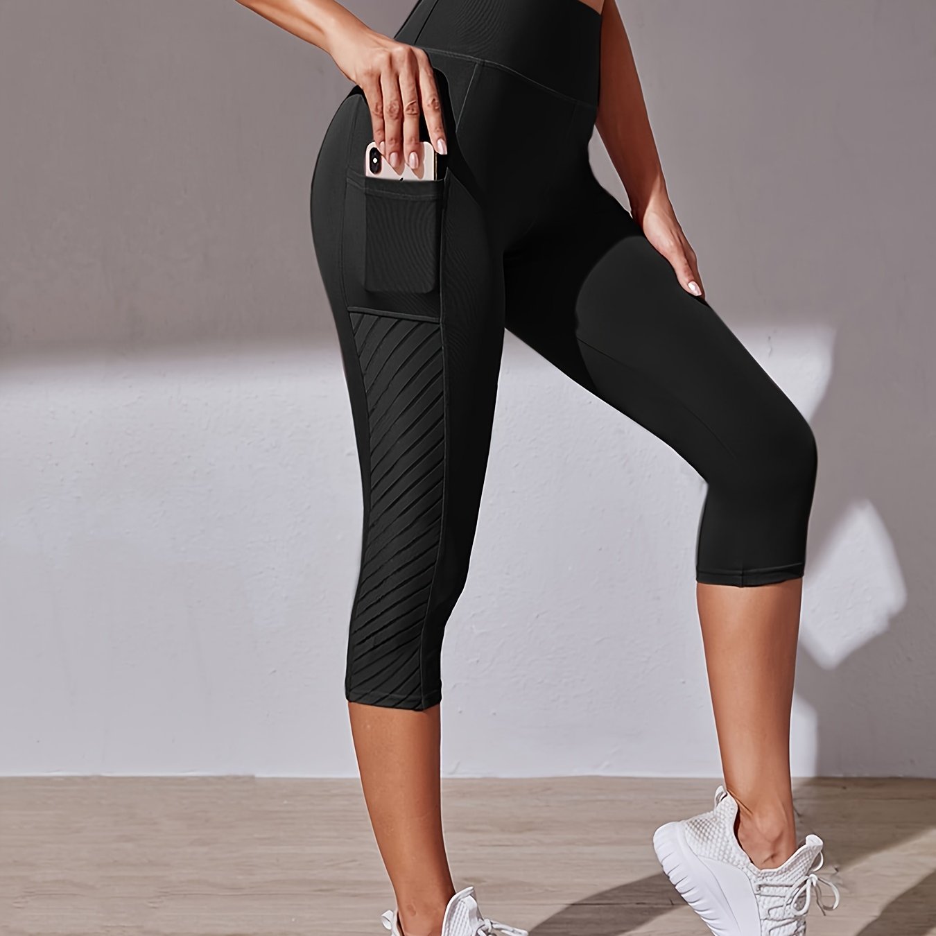 New Mesh Athletic Pants -lifting High-waist Women's Yoga Pants With Pockets 3/4 Length Leggings Women's Trousers