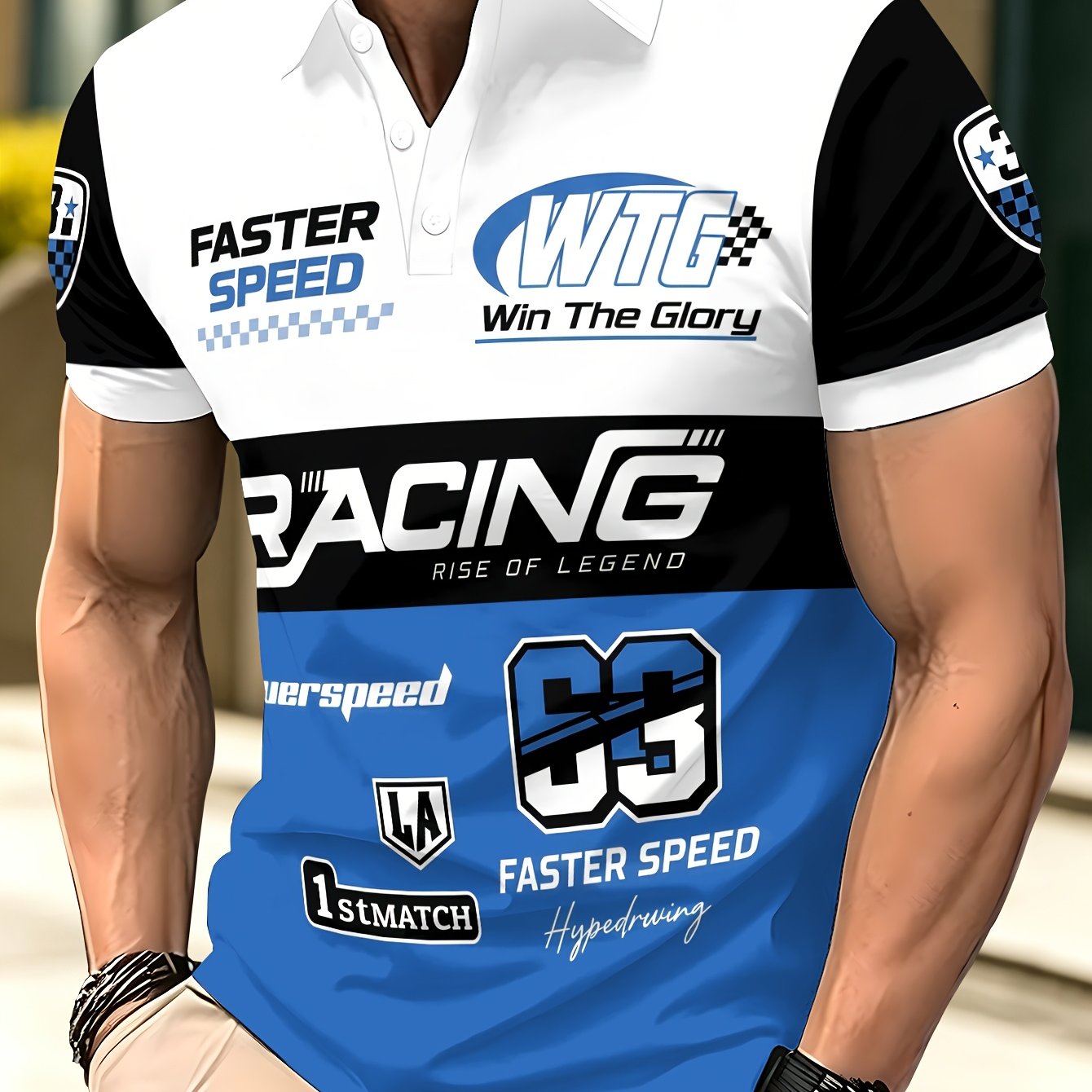 TEMU Men's Short Sleeve Shirt - Lightweight Fast-drying Full-body Print Racing Suitable For Outdoor, Beach, Casual Wear | Shortmens Short Length With