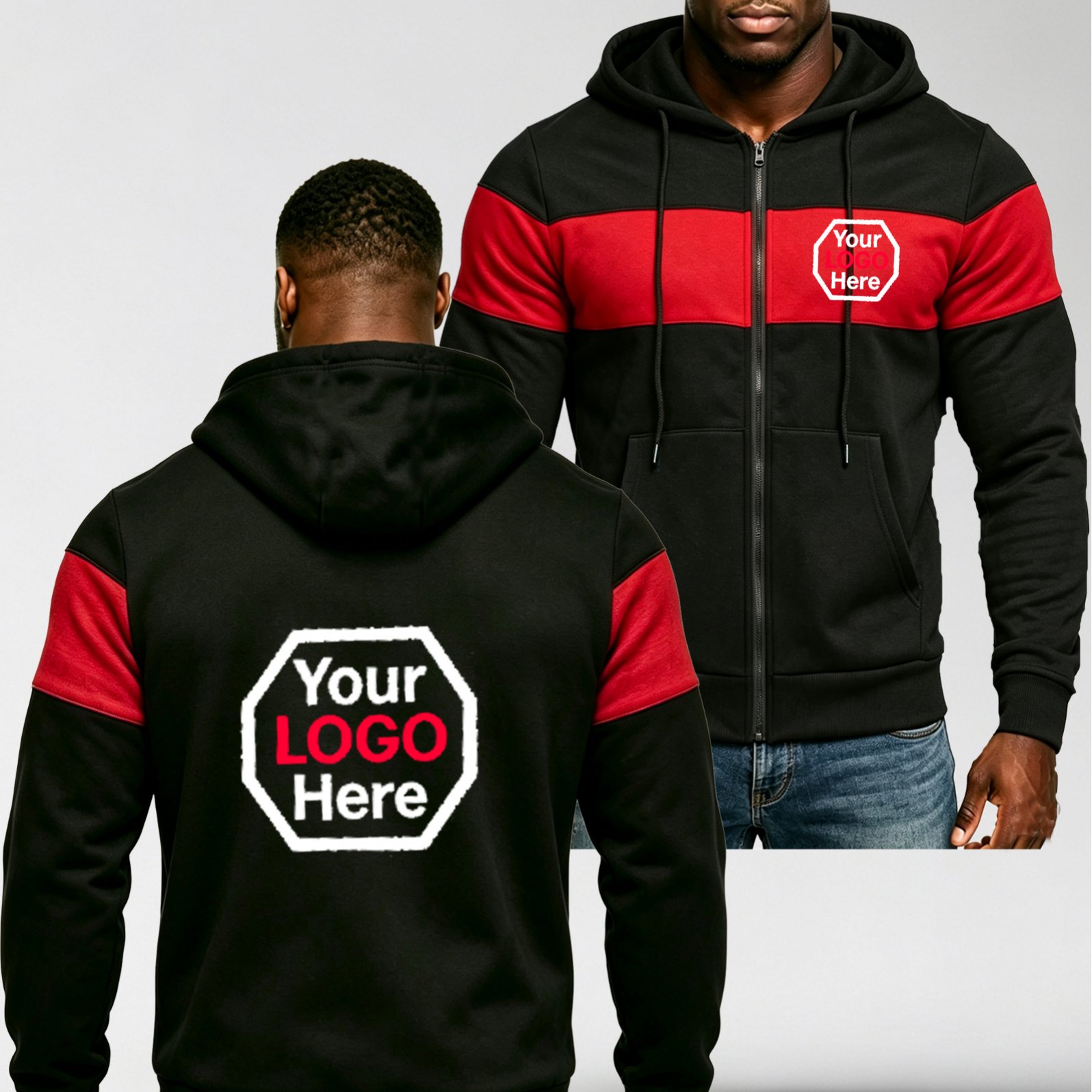 TEMU Men's Custom Hooded With Text/logo/photo Print - Zipper Hoodie Suitable For Team Uniforms, Gifts For Boyfriend,, Husband - Add Your Own For