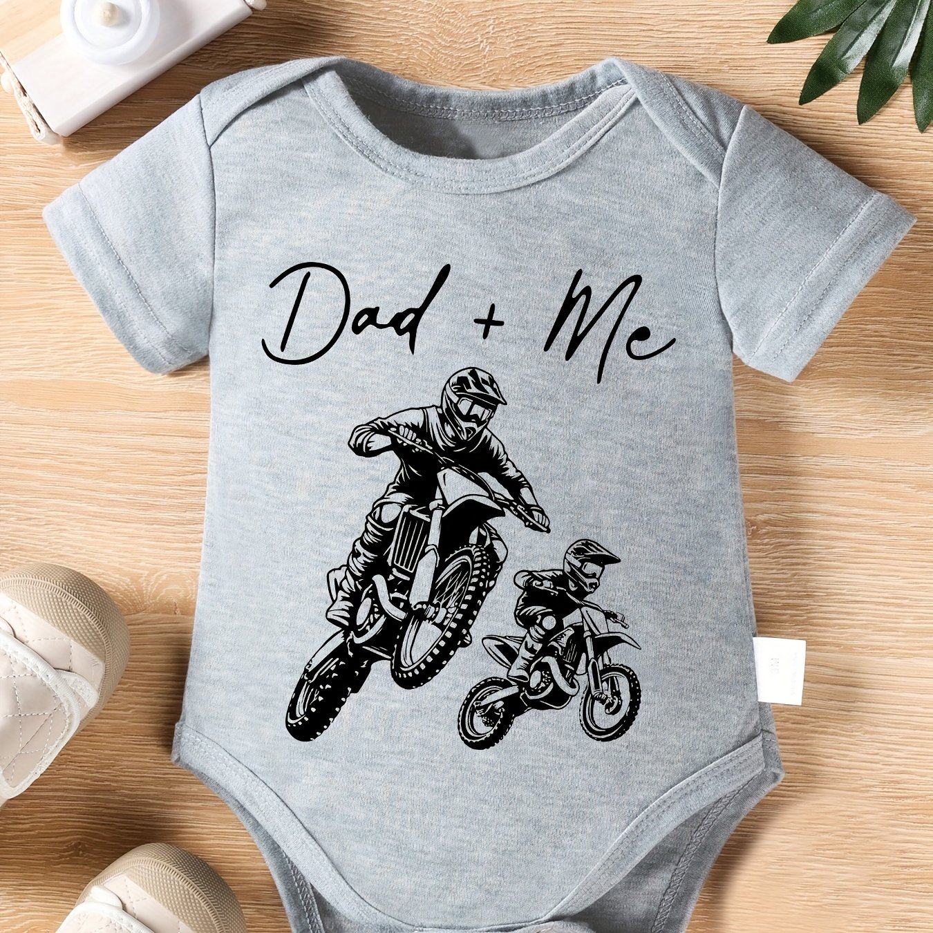 Baby Triangle Onesie Dad + Me Series Print Newborn Cute Short-sleeved Romper Bodysuit, For Outdoor
