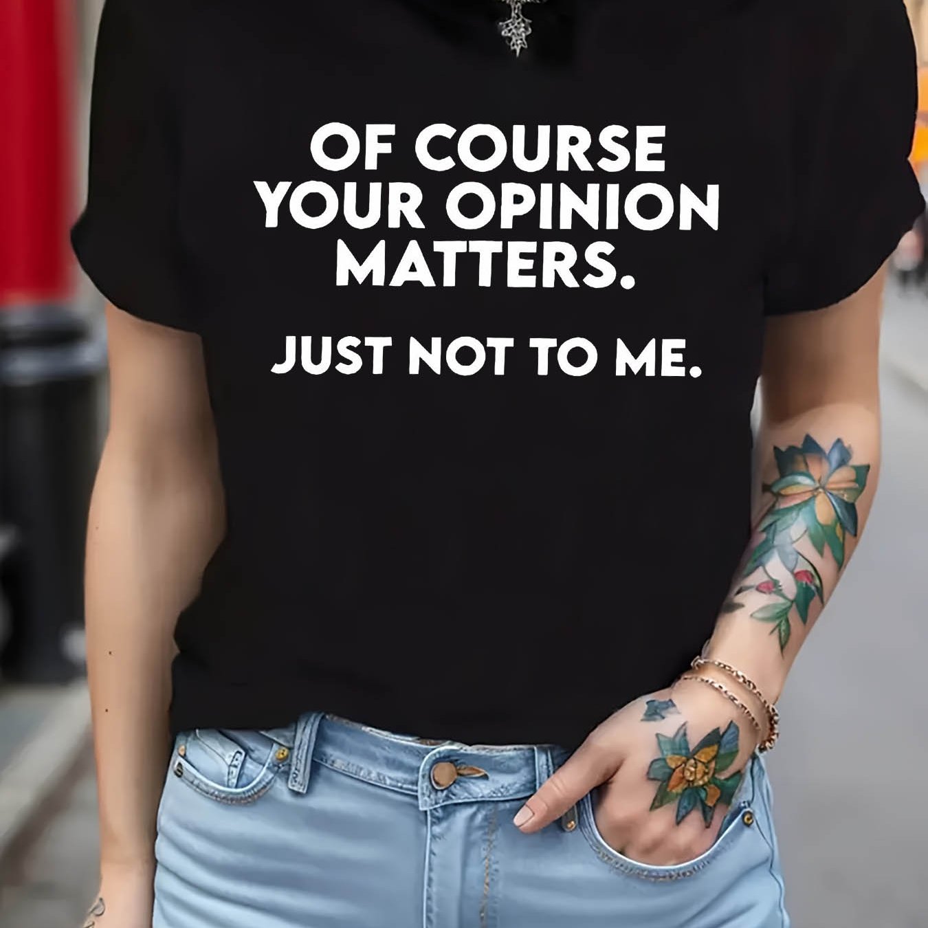 TEMU Plus Size - Plus Size - Casual Round-neck T-shirt For Women In Plus Size With The Print ' Your . Just Not To Me.'