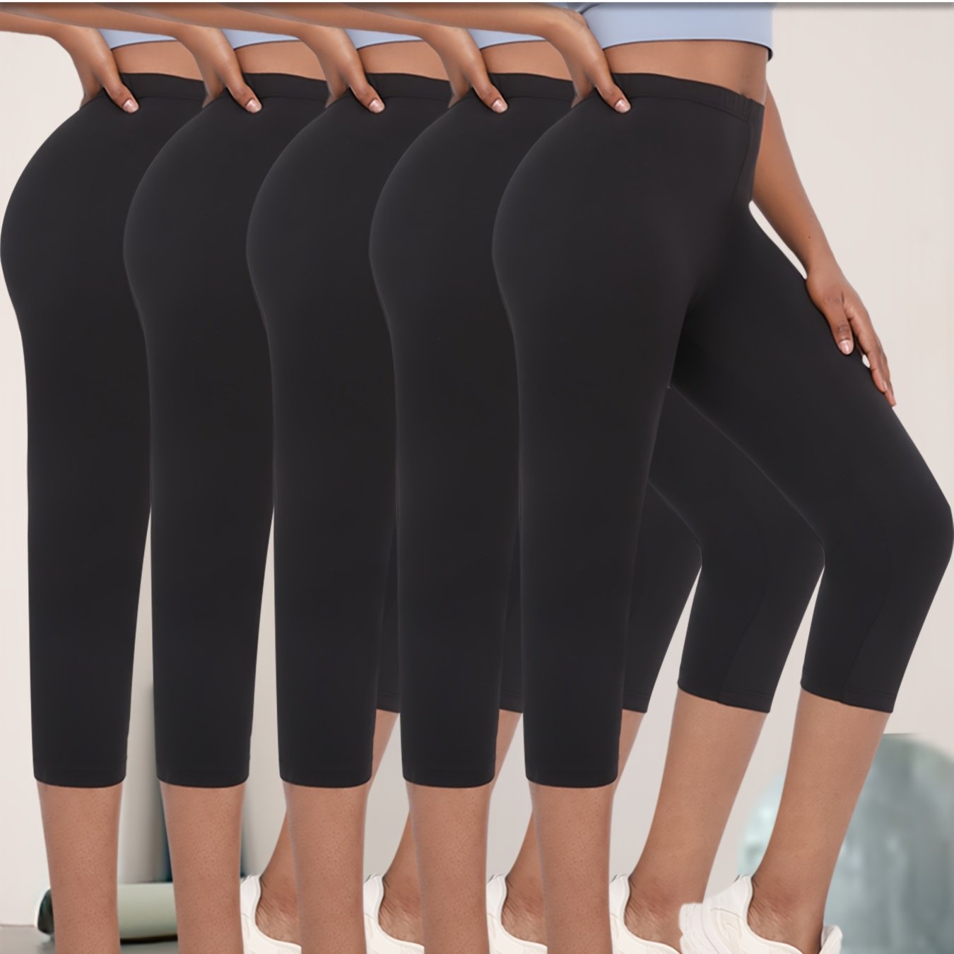 5-pack Super Soft Capri Pants For Women, Non-sheer Workout Running Yoga Outdoor Athletic Leggings