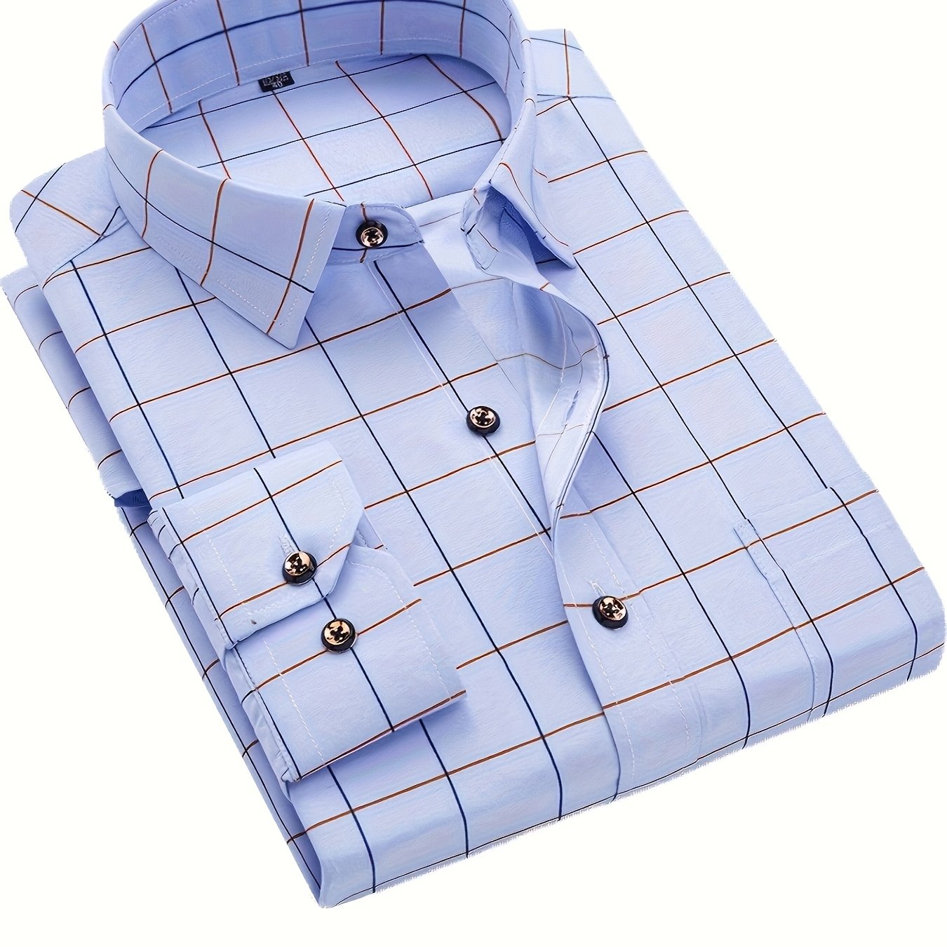 TEMU Print Men's Long Sleeve Shirt, Business Dress Shirt, Fashionable And Casual