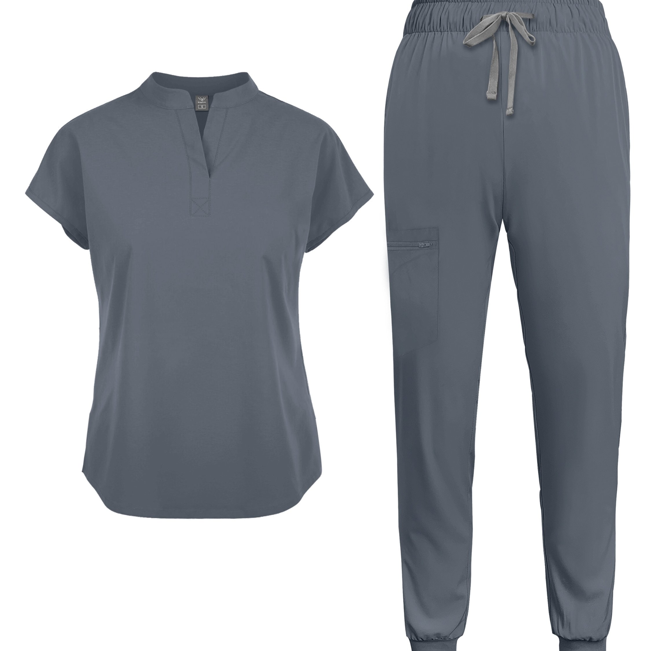 TEMU Women's Universal Doctor Nurse Center Hospital Work Uniform 2pcs Set Oral Dental Surgical Outfit Matte Cream Women's Salon