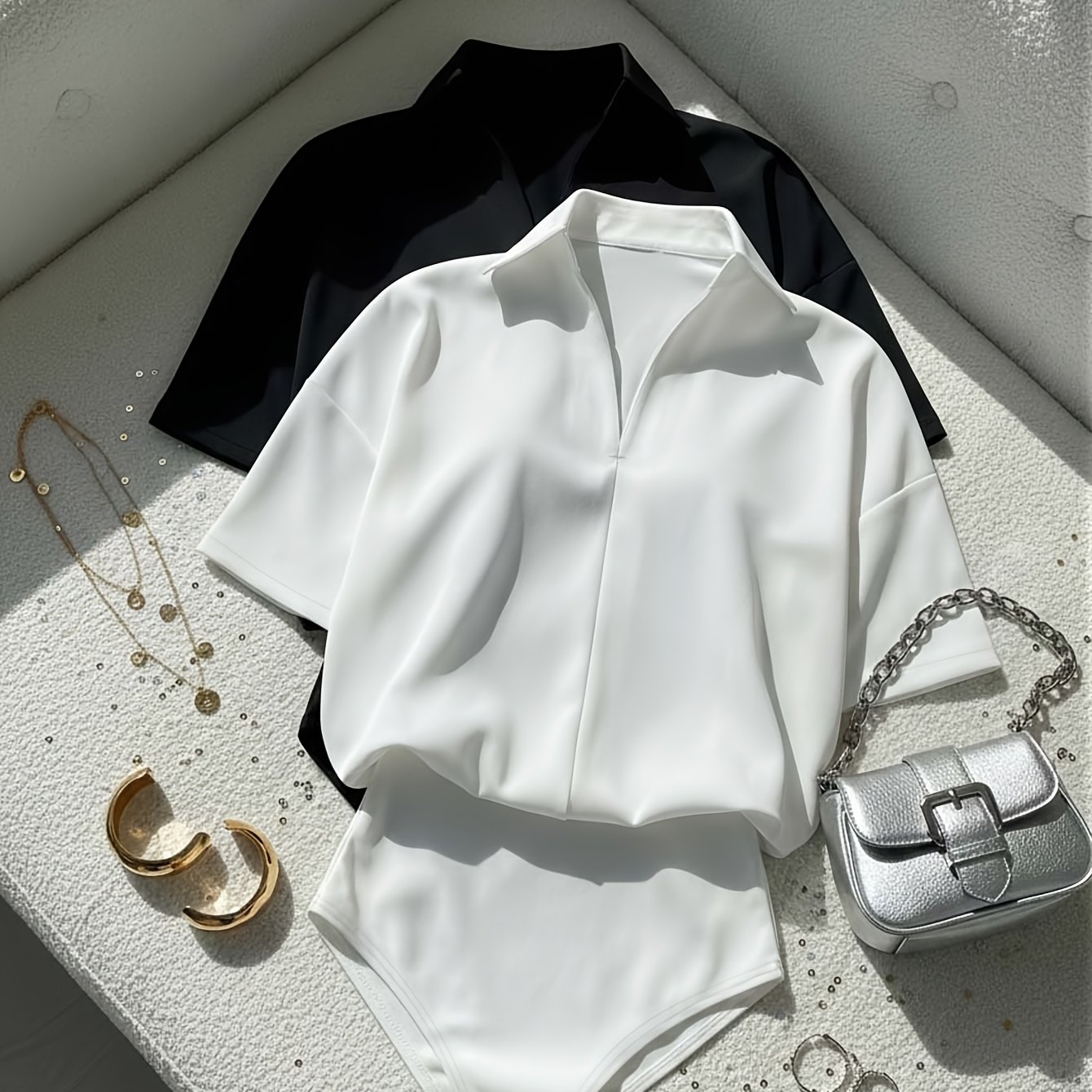 E-shop 2-teiliges minimalistisches High-End-Body-Set für Damen im französischen Stil, lockerer klassischer Schnitt, geeignet für Pendeln