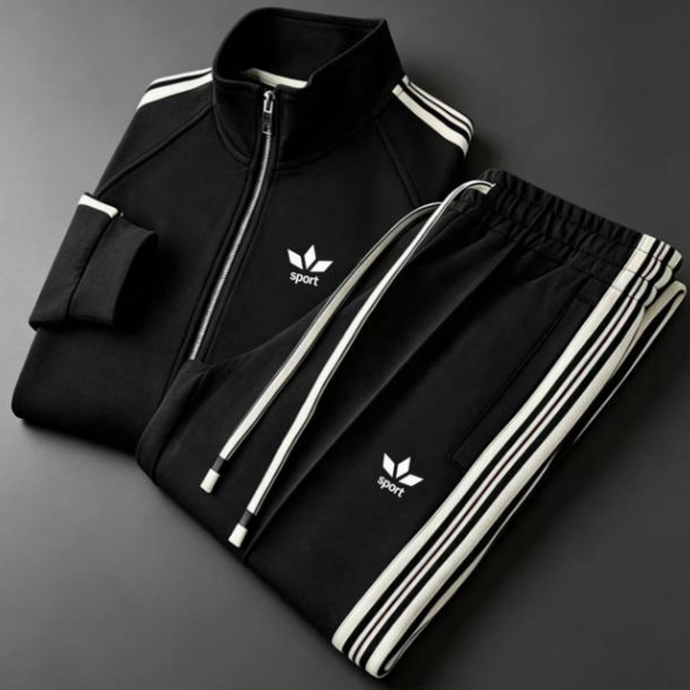 Image of Men's Fashion Casual Trendy Sports Track Suit With Sport Striped Pattern Plus Size Men's Wear For Adult Men Daily Wear Sportswear Holiday Gift