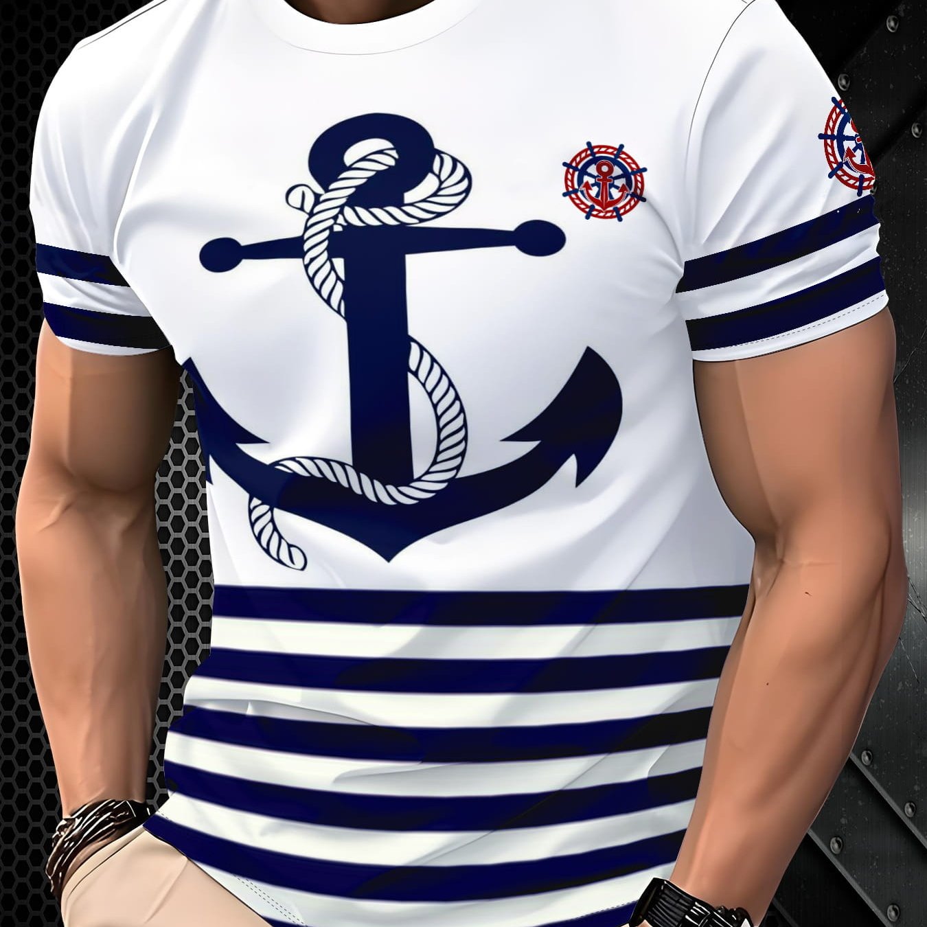 TEMU Men's Casual Sports T-shirt With A Unique Print - Featuring A Vibrant Street , Regular Breathable Cut, And A Round Neck. This Summer Casual Top