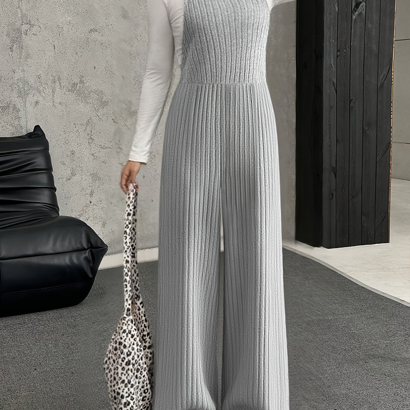 E-shop Elegante Cargo-Hose in lockerer Passform in Unifarben - Herbst-/Winter-Stil, lässige Alltagskleidung, maschinenwaschbare Overalls, Stoff mit