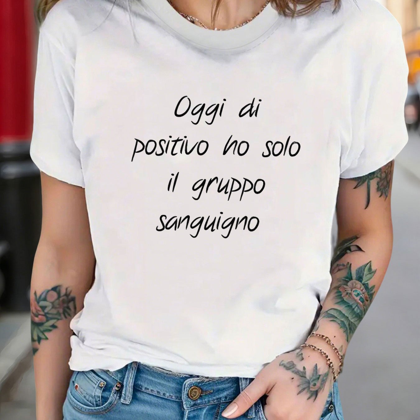 TEMU T-shirt da donna con italiana " cosa di me 癡 il mio gruppo sanguigno" Maglietta divertente con detto - Camicetta casual a maniche corte e per