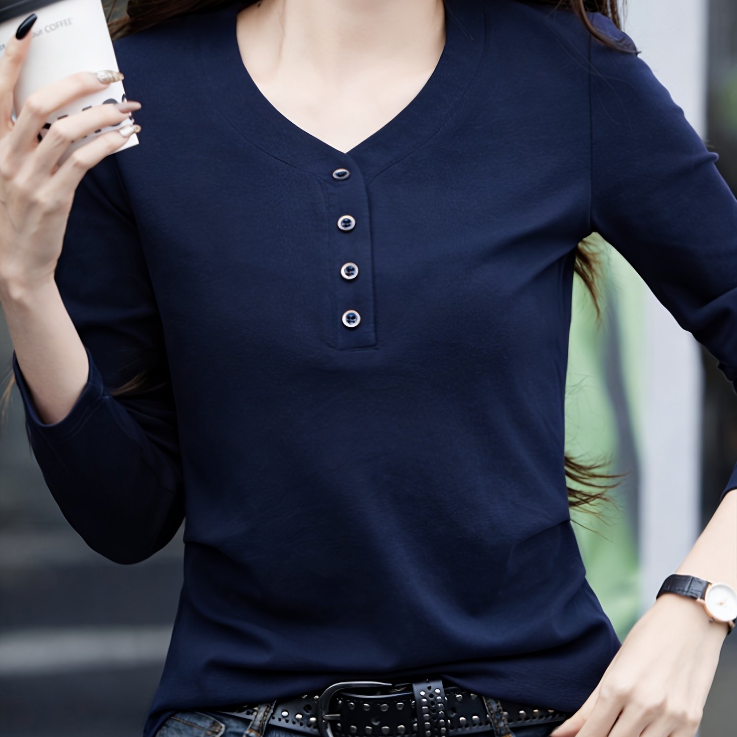 TEMU 's Spring Summer Casual Long Sleeve T-shirt