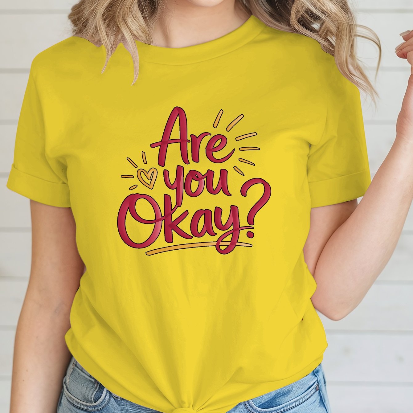 TEMU Casual Round-neck T-shirt For Women Featuring A Trendy Print, Spring And Summer Wear