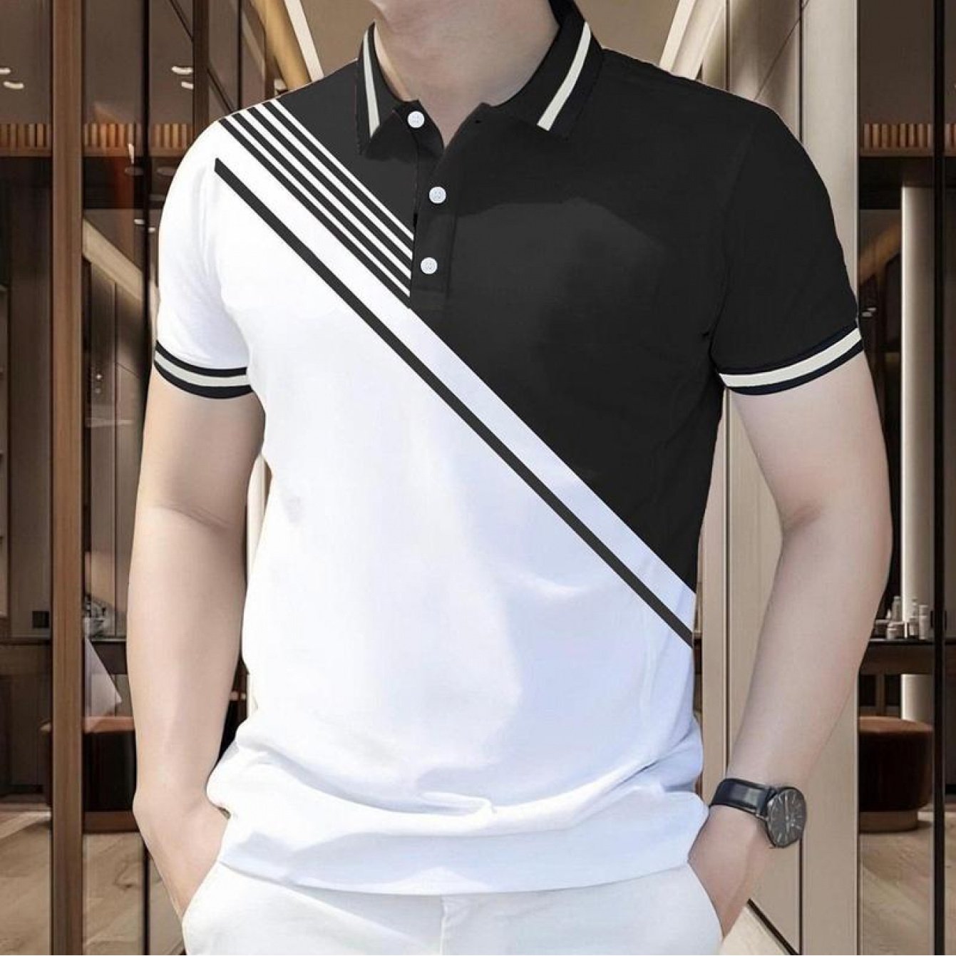 TEMU [프린트 디자인 - 텍스처 아님] 트렌디 남성용 반팔, 골프 및 캐주얼 웨어에 적합, 완벽한 선물