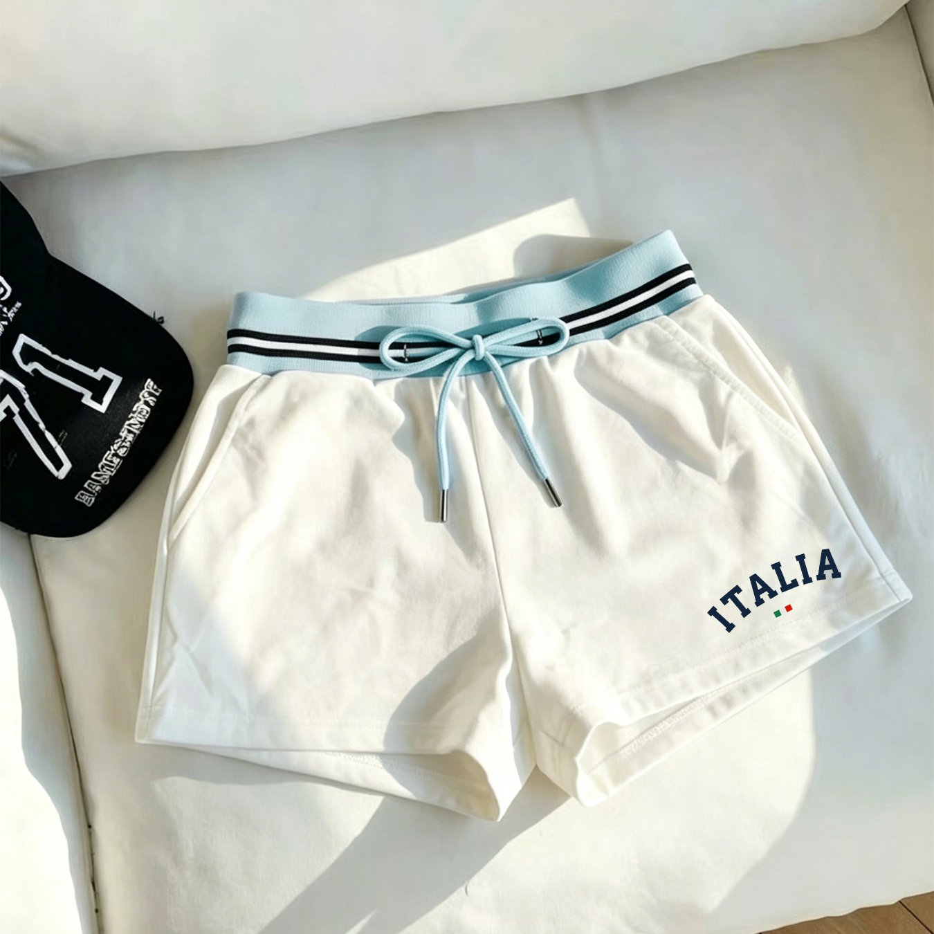 TEMU Summer New Contrasting Color Waist Sports Shorts, Loose And Versatile Casual Sweatpants