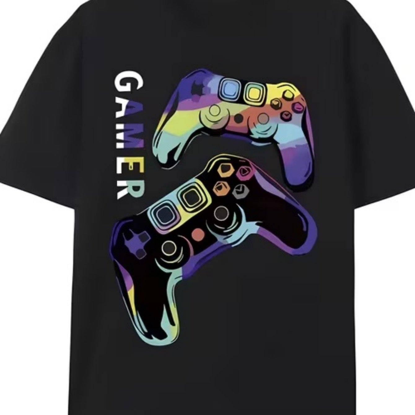 TEMU T-shirt de rue décontracté unisexe avec imprimé de jeu de colorée