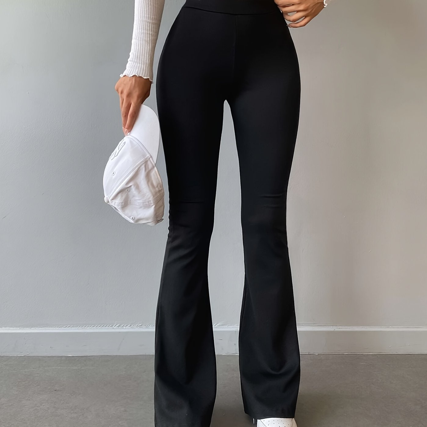 Solid Leg Pants, Casual High Waist Forbidden Pants For , Women's Clothing