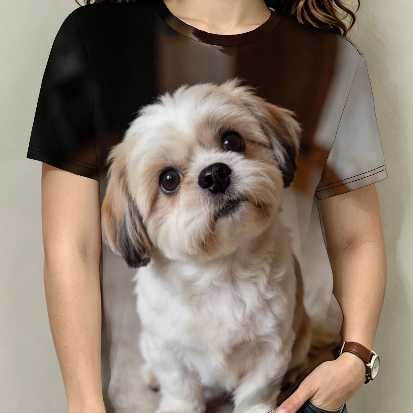TEMU Pet Shih Tzu Women's Casual Short Sleeve T-shirt
