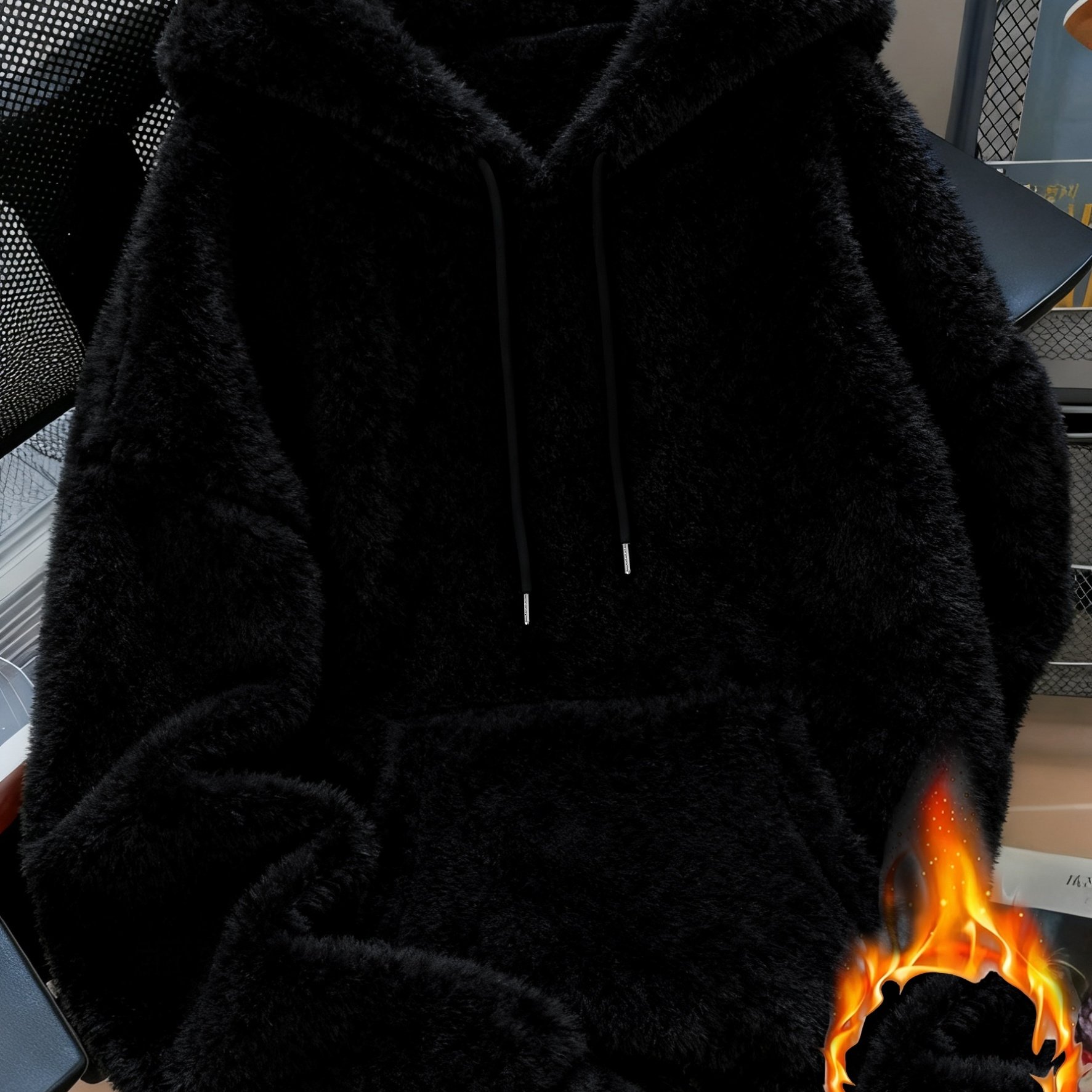 TEMU Haut d'intérieur pour femmes avec , pull à capuche en peluche, pull d'intérieur décontracté et à manches longues avec cordon de serrage et